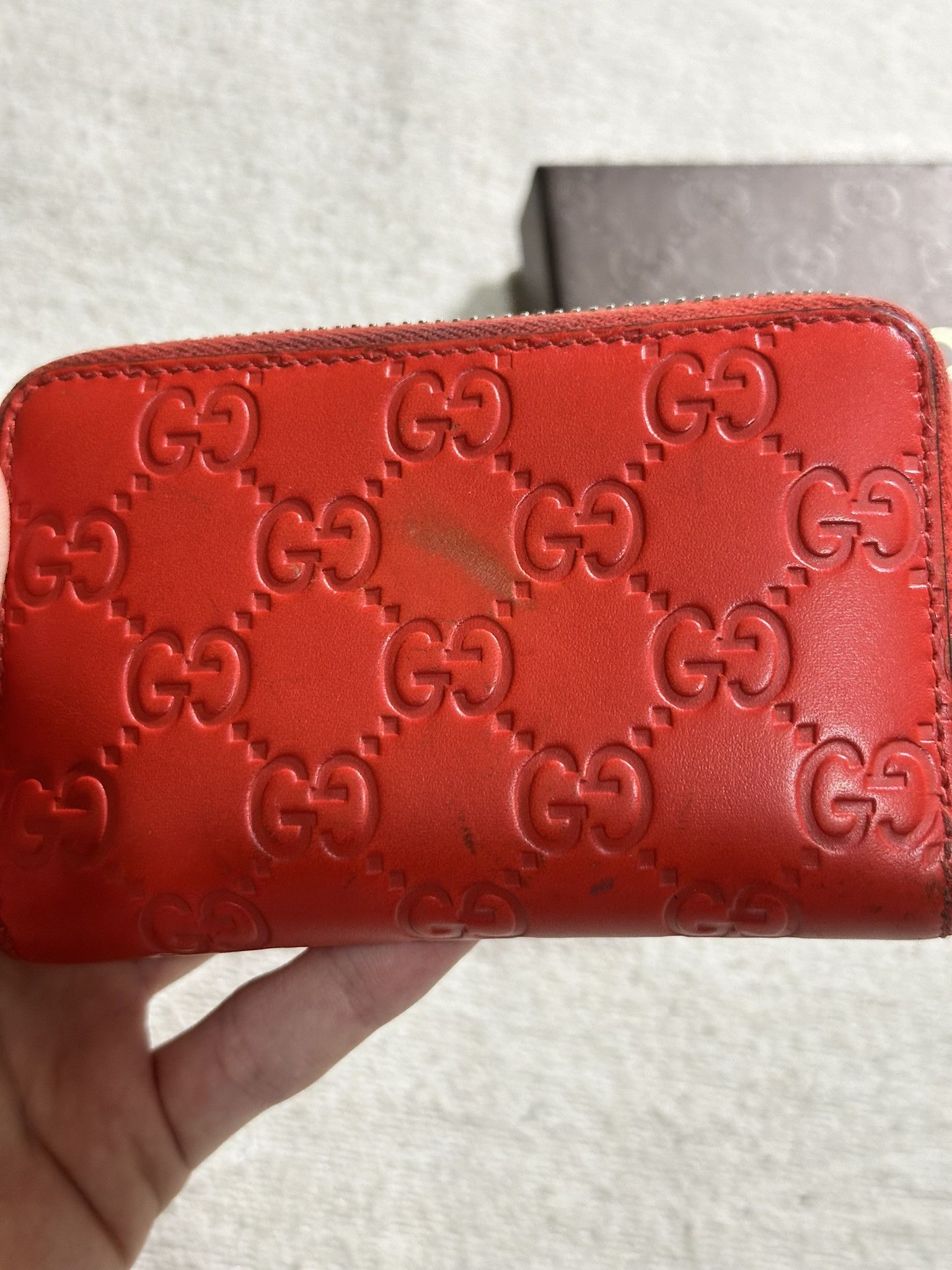 Gucci Gucci Zip Around Wallet Guccissima GG Monogram Red Leather Size ONE SIZE - 7 Thumbnail
