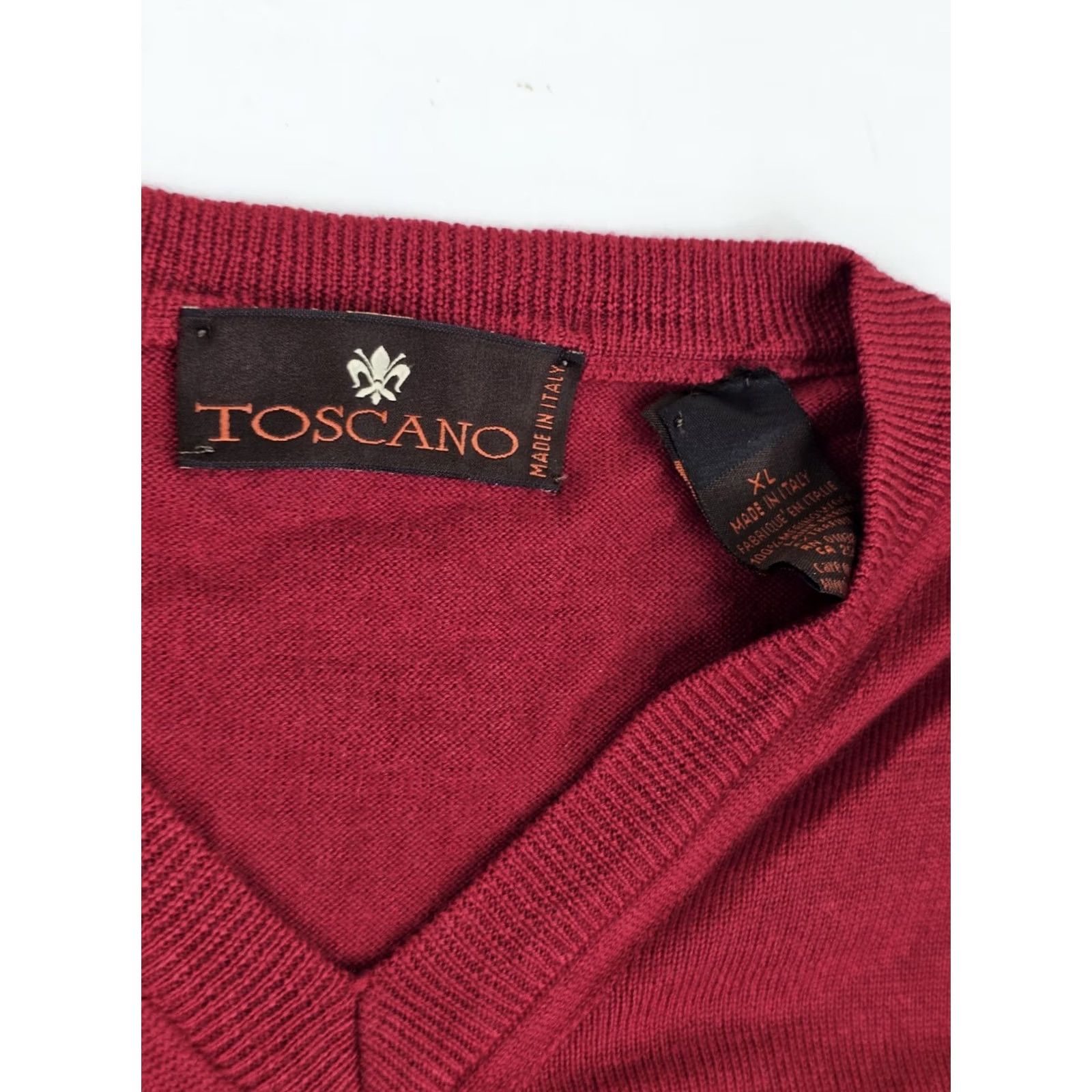 Vintage Toscano 100% Merino Wool V-Neck Pullover Sweater Men XL Burgundy Wine Italy Shirt Pullover Men XL Burgundy 100% Merino Wool Italy Size US XL / EU 56 / 4 - 5 Thumbnail