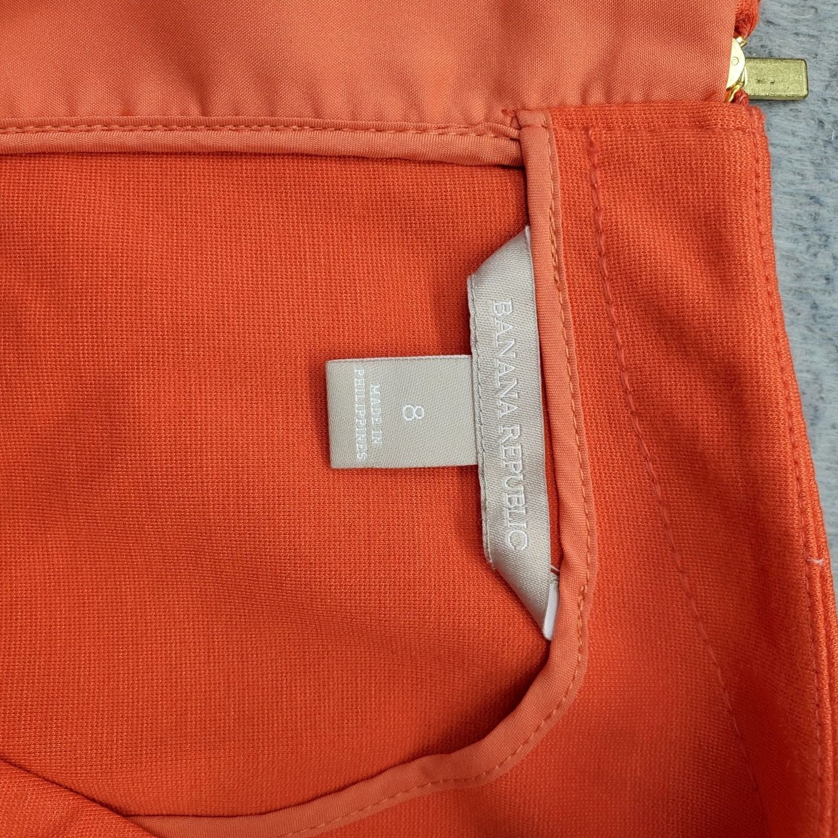 Banana Republic Banana Republic Tank Dress Womens Size 8 Orange Rayon Stretch V-Neck Back Zip Dress Size M / US 6-8 / IT 42-44 - 7 Thumbnail