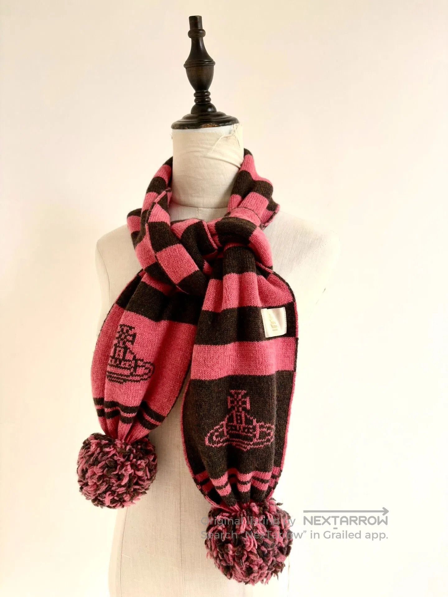 Vivienne Westwood vivienne westwood pink striped pompom scarf. Size ONE SIZE - 3 Thumbnail