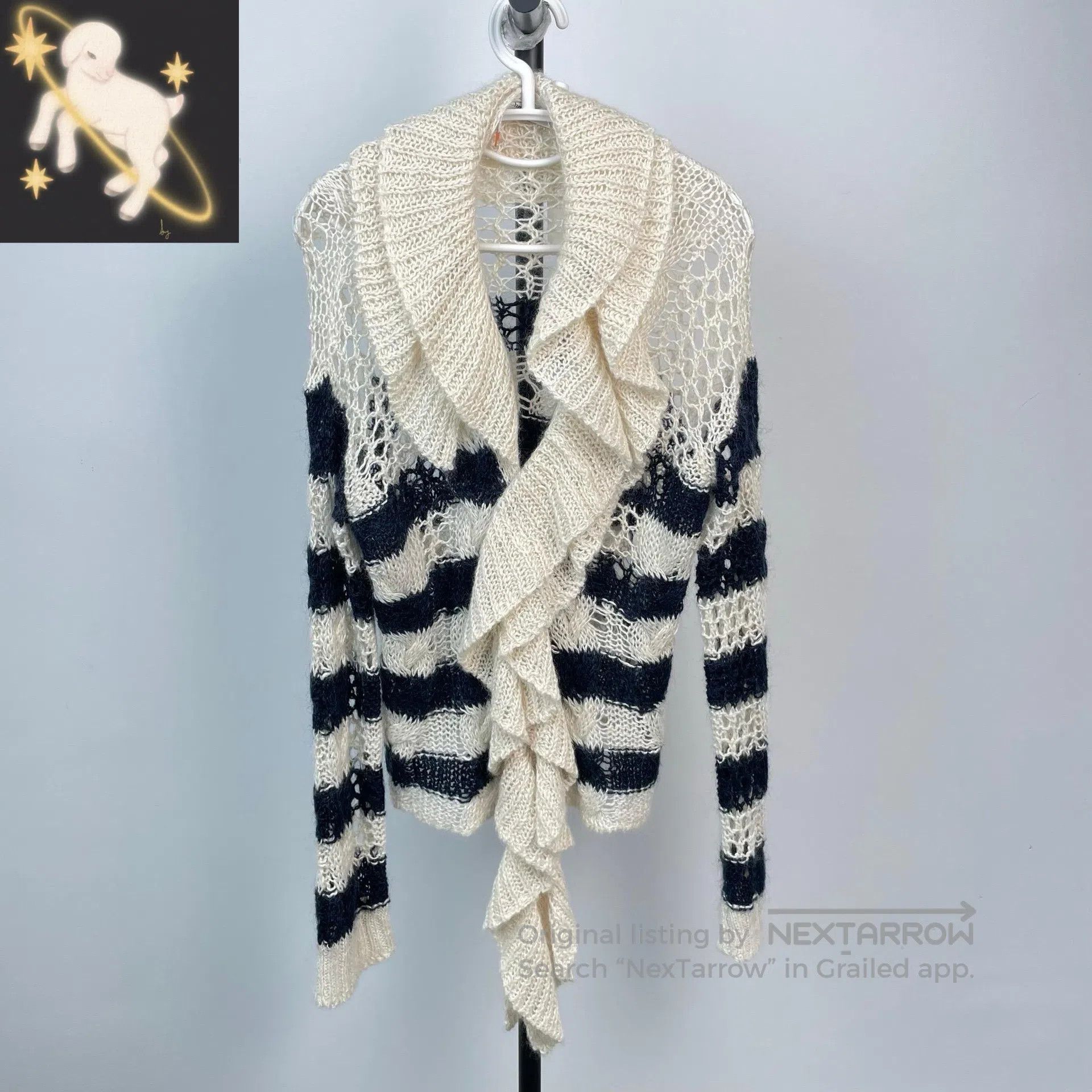 Dior Dior Black and White Striped V Neck Long Sleeve Knit Cardi Size XS / US 0-2 / IT 36-38 - 1 Thumbnail