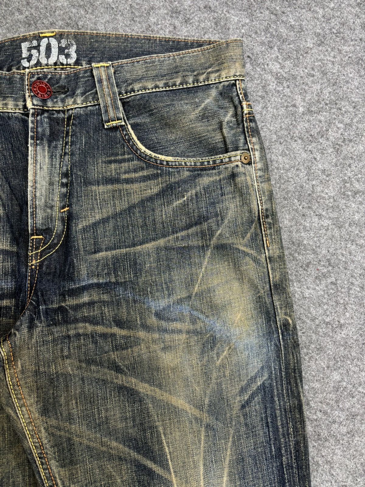 Edwin 💥Insane Raw Fades💥Edwin 503 Wide Japan Style Denim F478 Size US 33 - 4 Thumbnail