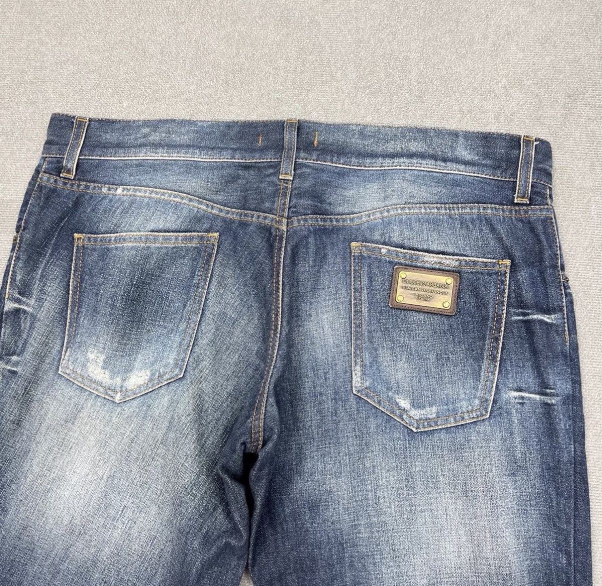 Dolce & Gabbana Dolce & Gabbana Blue Distressed Patchwork Logo Denim Jeans Size US 38 / EU 54 - 4 Thumbnail