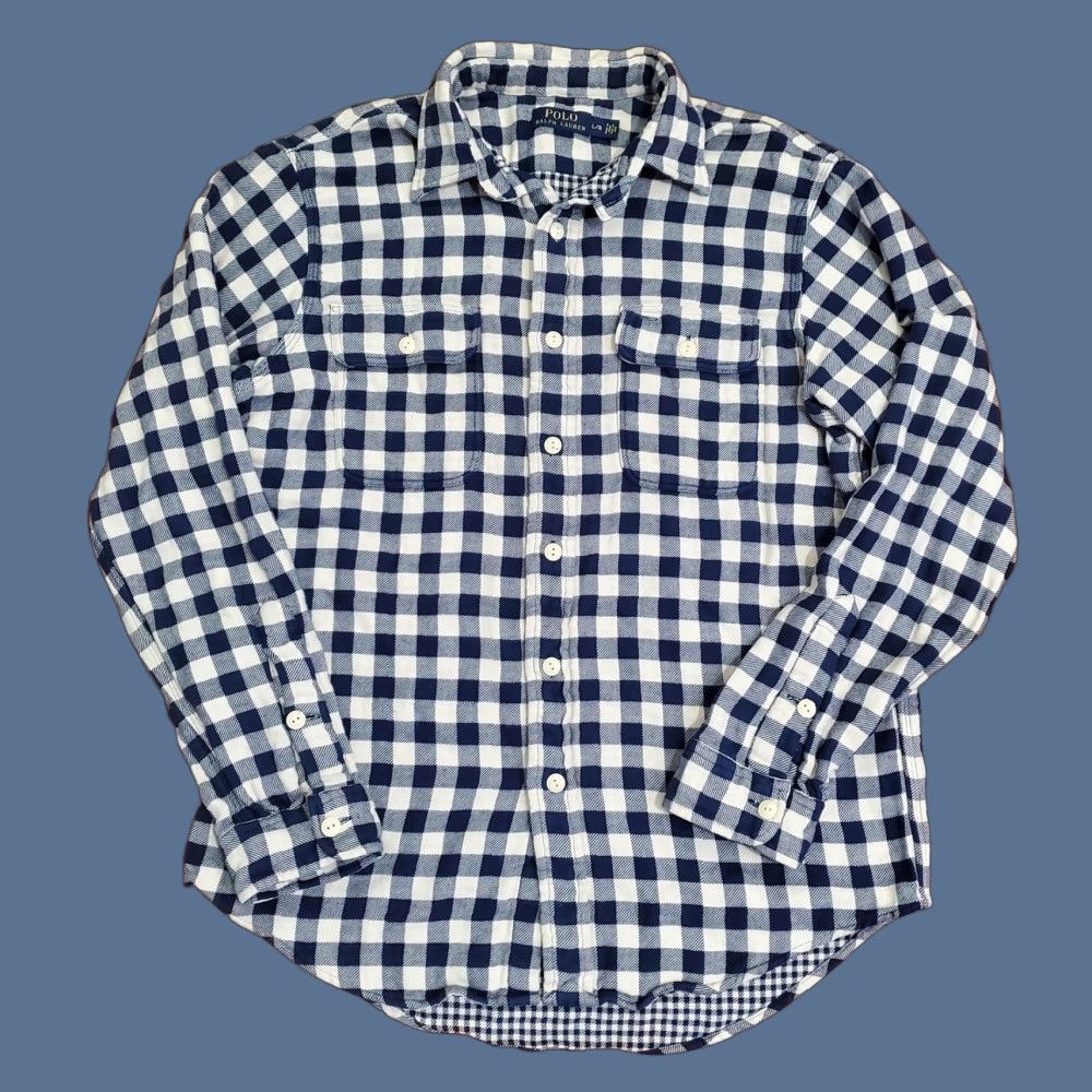 Polo Ralph Lauren Polo Ralph Lauren Shirt Mens Large Blue White Plaid Flannel Button Down Heavy Size US L / EU 52-54 / 3 - 1 Thumbnail