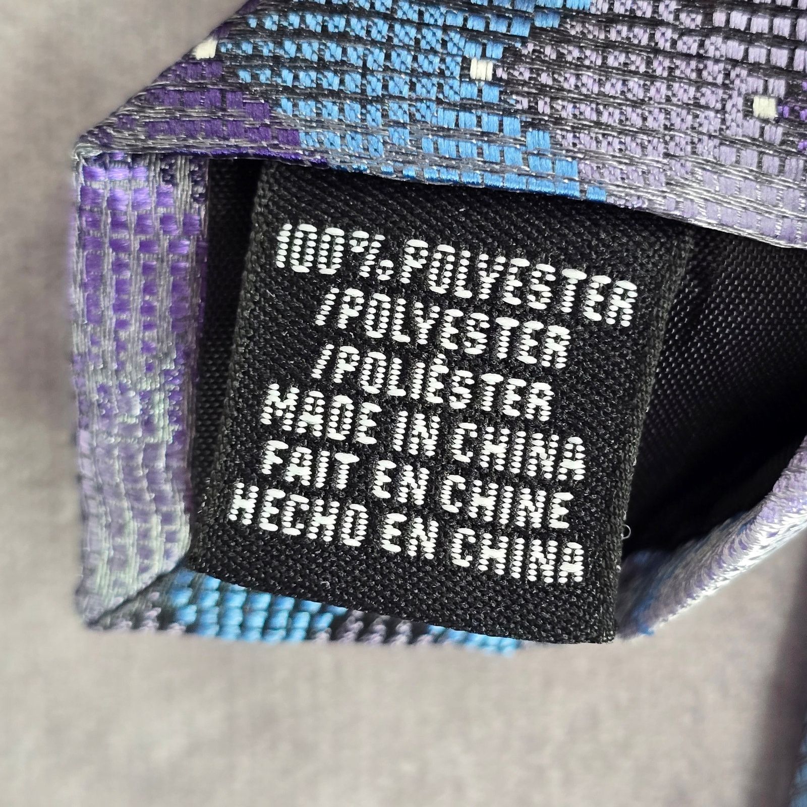 Van Heusen Van Heusen Purple Gray Blue Geometric Polyester Neck Tie Size 30 - 5 Thumbnail