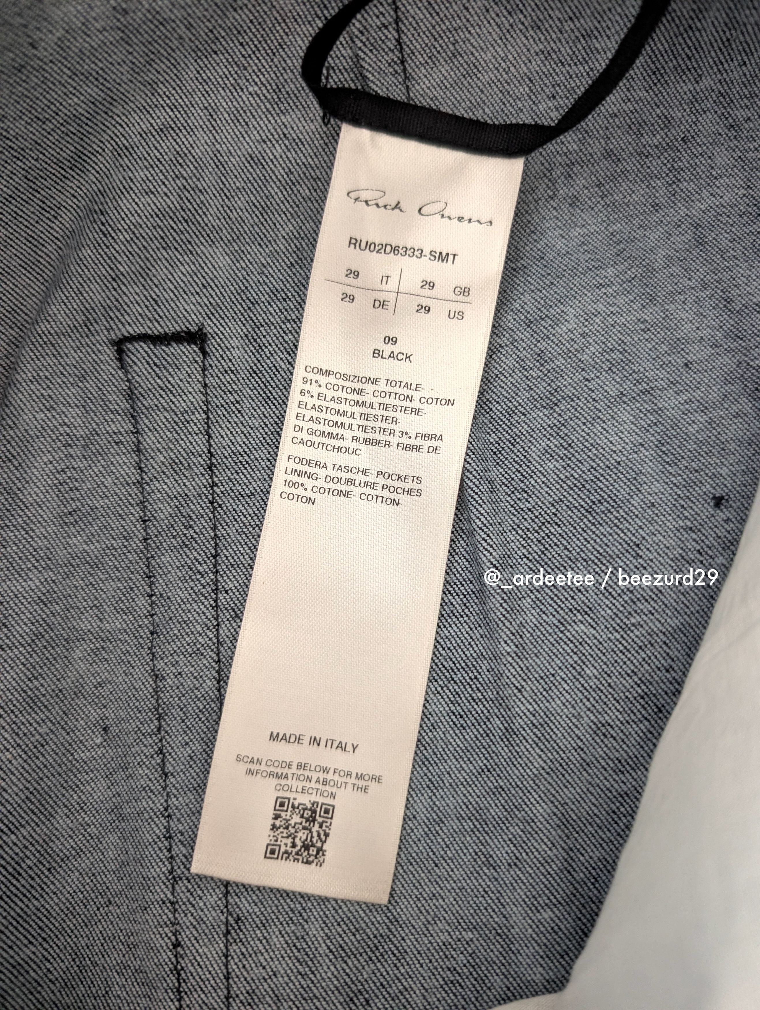 Rick Owens *NEW* GETH BLACK CHALK WIDE LEG JEANS FW24 29 Size US 29 - 11 Thumbnail