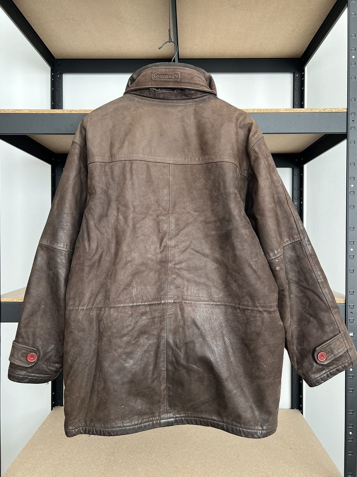Chevignon Vintage 90s Chevignon Faded Heavy Leather Jacket Size US L / EU 52-54 / 3 - 4 Thumbnail