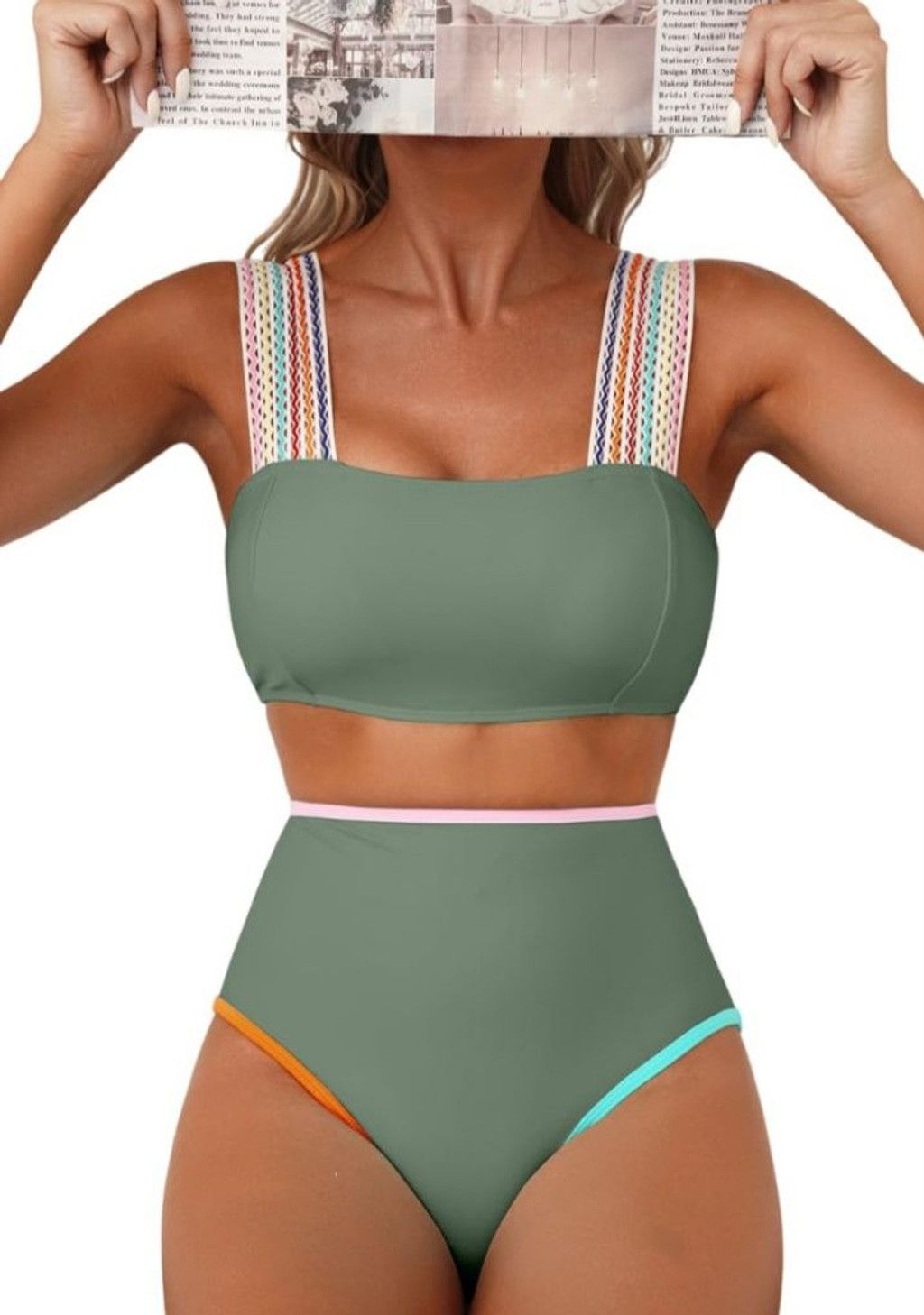 Other Women's Unbranded Green Multi-color Bikini Set Size L Size ONE SIZE - 1 Thumbnail