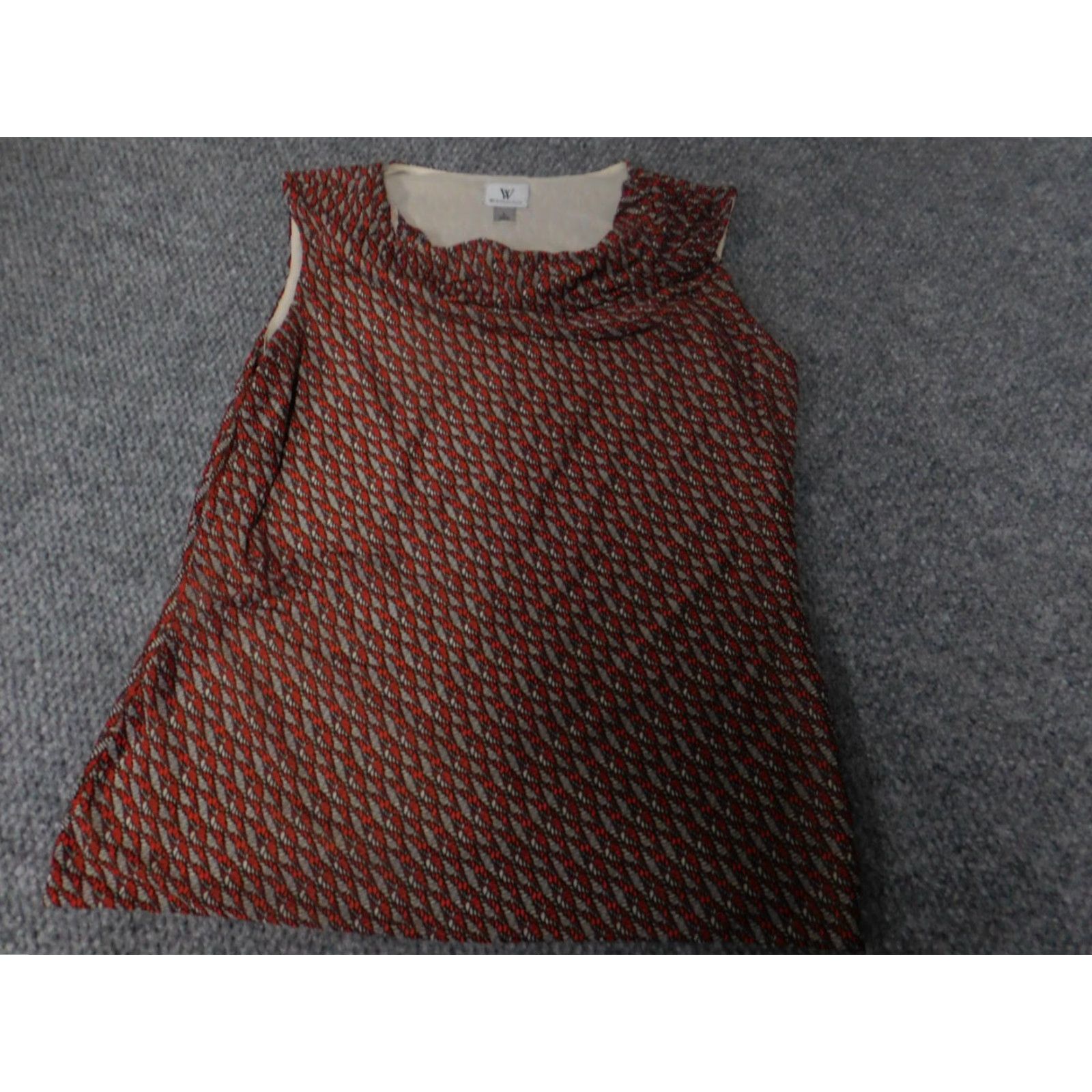 Worthington Worthington Womens Blouse L Red Solid Casual Sleeveless Collared Pullover Lightweight Cotton Rayon Button Designer Regular Blouse Womens Size L / US 10 / IT 46 - 3 Thumbnail
