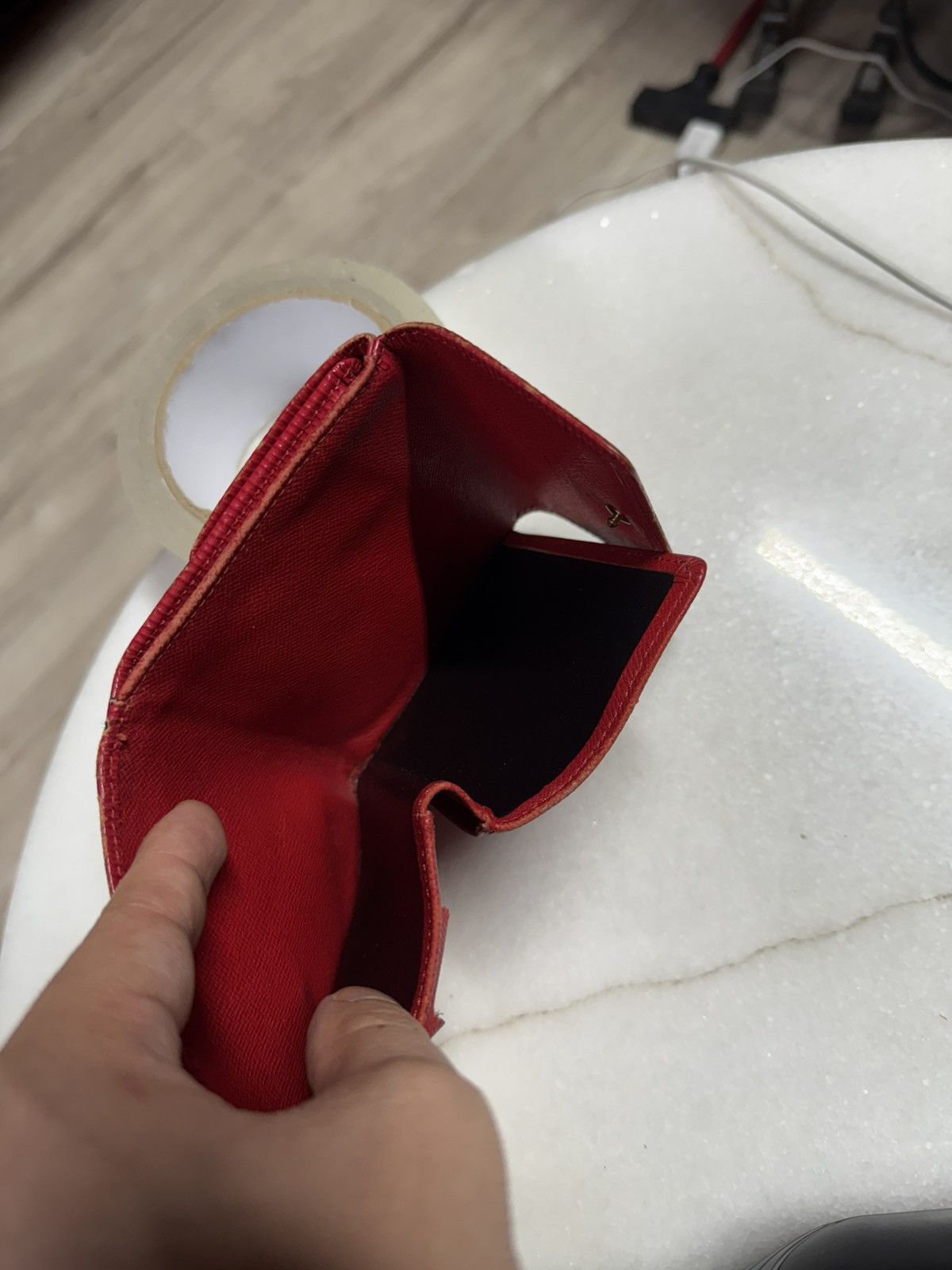 Louis Vuitton Red Epi Leather Wallet Preowned