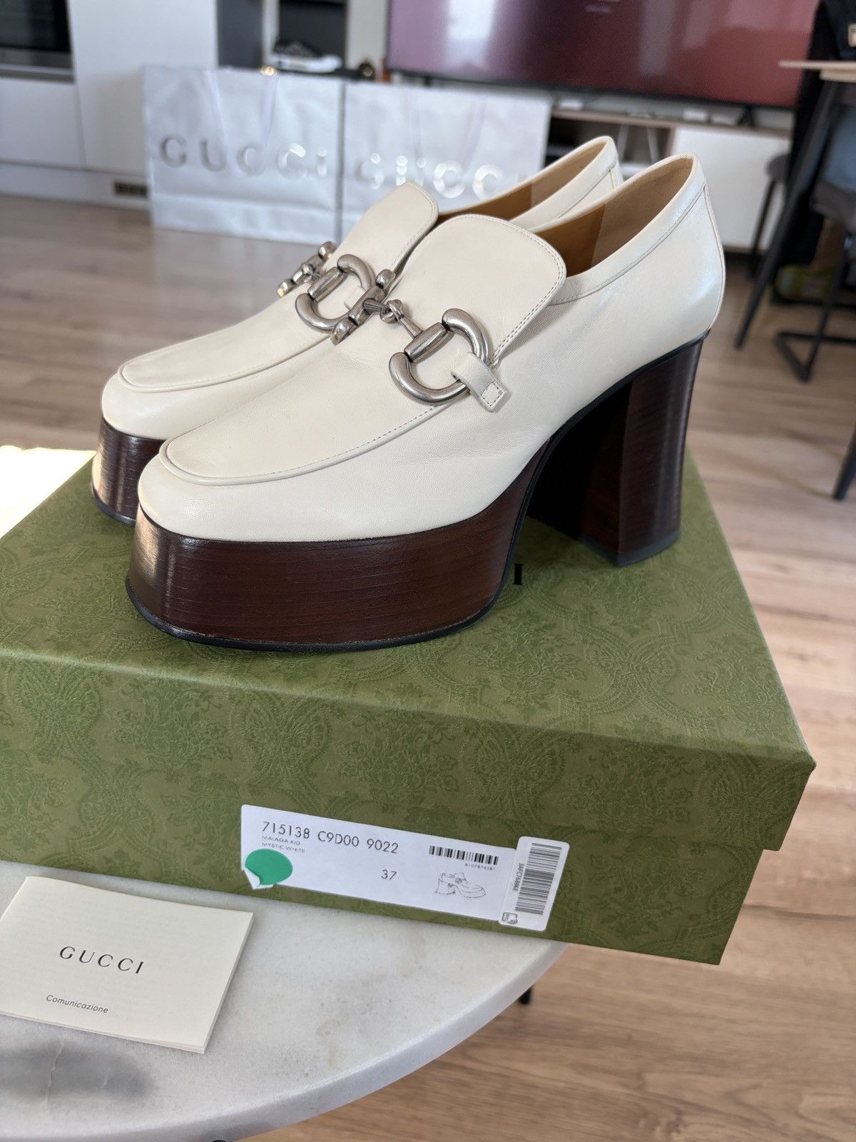 Gucci Gucci platform horsebit loafer white Size US 7 / IT 37 - 7 Thumbnail