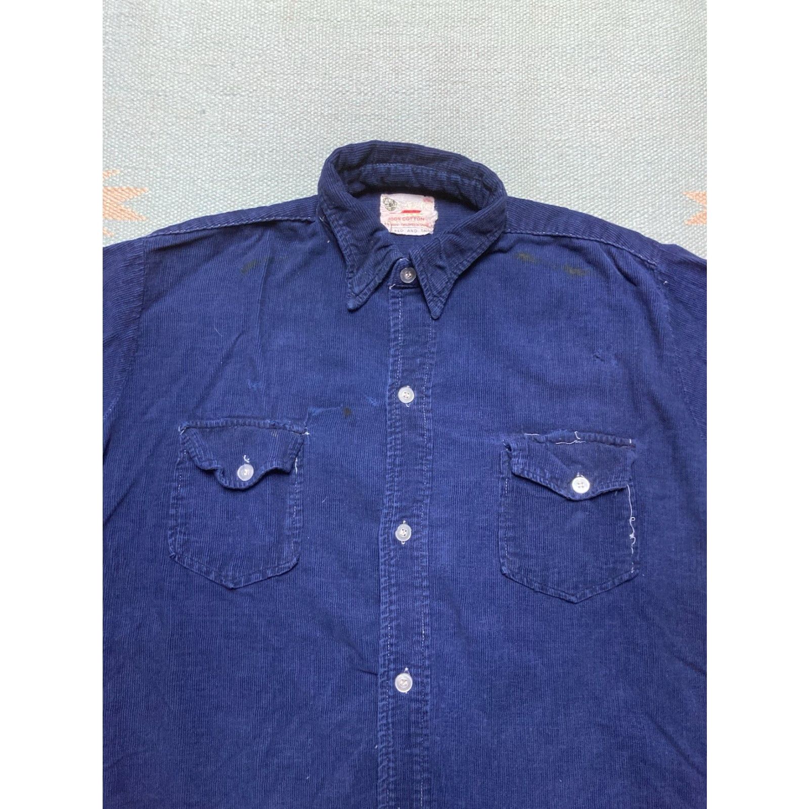 Vintage VINTAGE 70s Corduroy Button-Up Shirt Long Sleeve Navy Blue Cotton Medium Mens Size US M / EU 48-50 / 2 - 4 Thumbnail