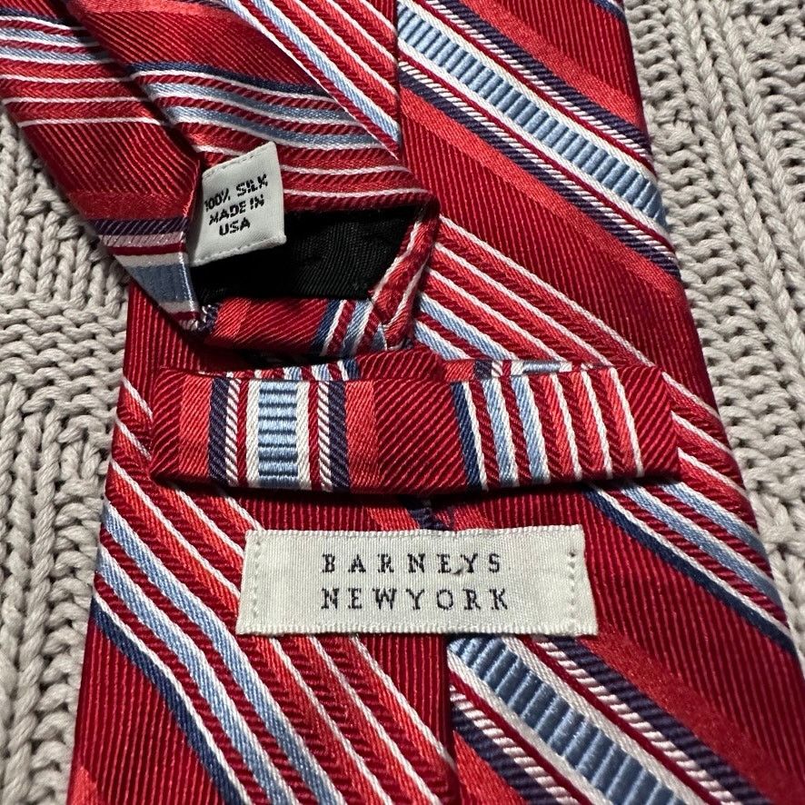 Barneys New York Barneys New York bright cherry red striped silk tie Size ONE SIZE - 3 Thumbnail