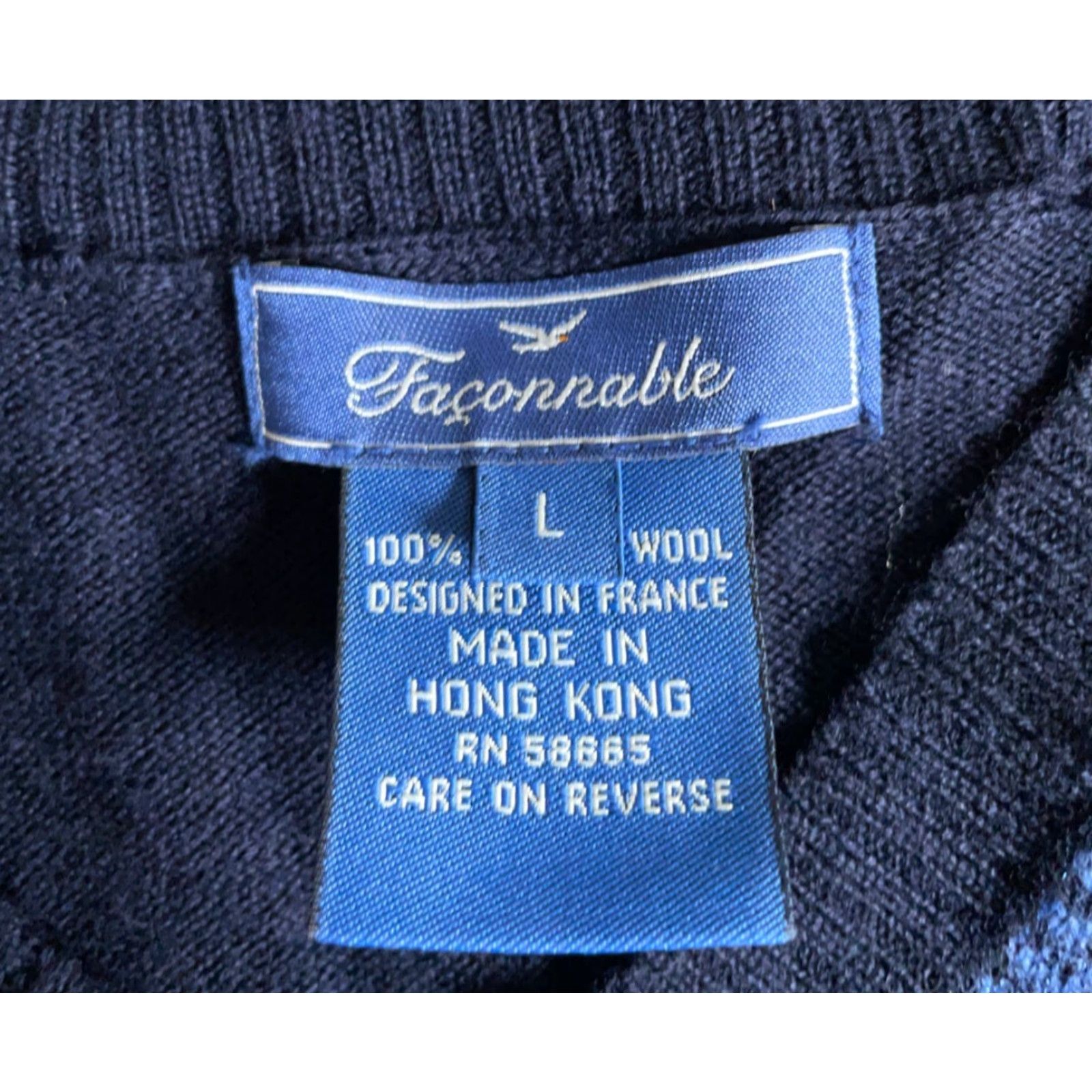 Faconnable Faconnable Vest Mens Large Blue Herringbone V-Neck Merino Wool Lightweight Knit Size US L / EU 52-54 / 3 - 3 Thumbnail