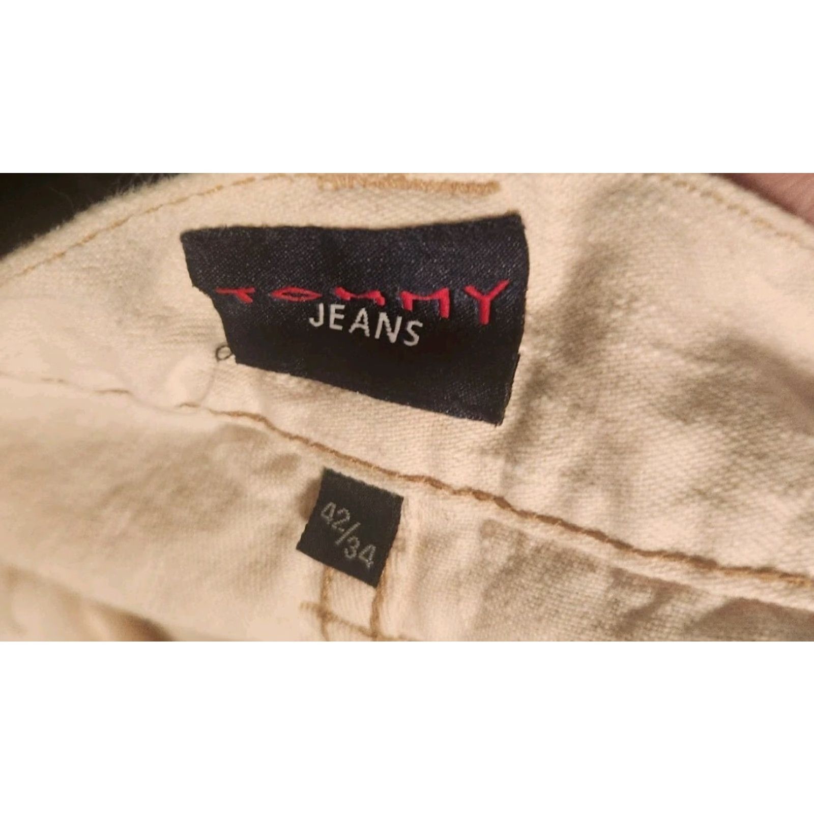 Tommy Hilfiger VINTAGE Tommy Hilfiger Jeans 42×34 Carpenter Baggy Skate White Striped Wide-Leg Men 42 Inseam 34 Regular Size US 42 / EU 58 - 3 Thumbnail