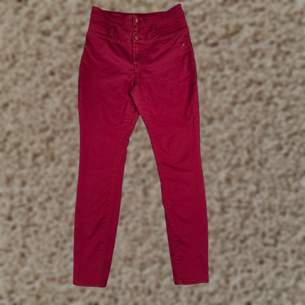 Vintage Refuge Jeans Womens 8 Red Skinny Denim Pants Mid Rise 30x28 Stretch 5-Pocket Classic Size 30" / US 8 / IT 44 - 1 Thumbnail