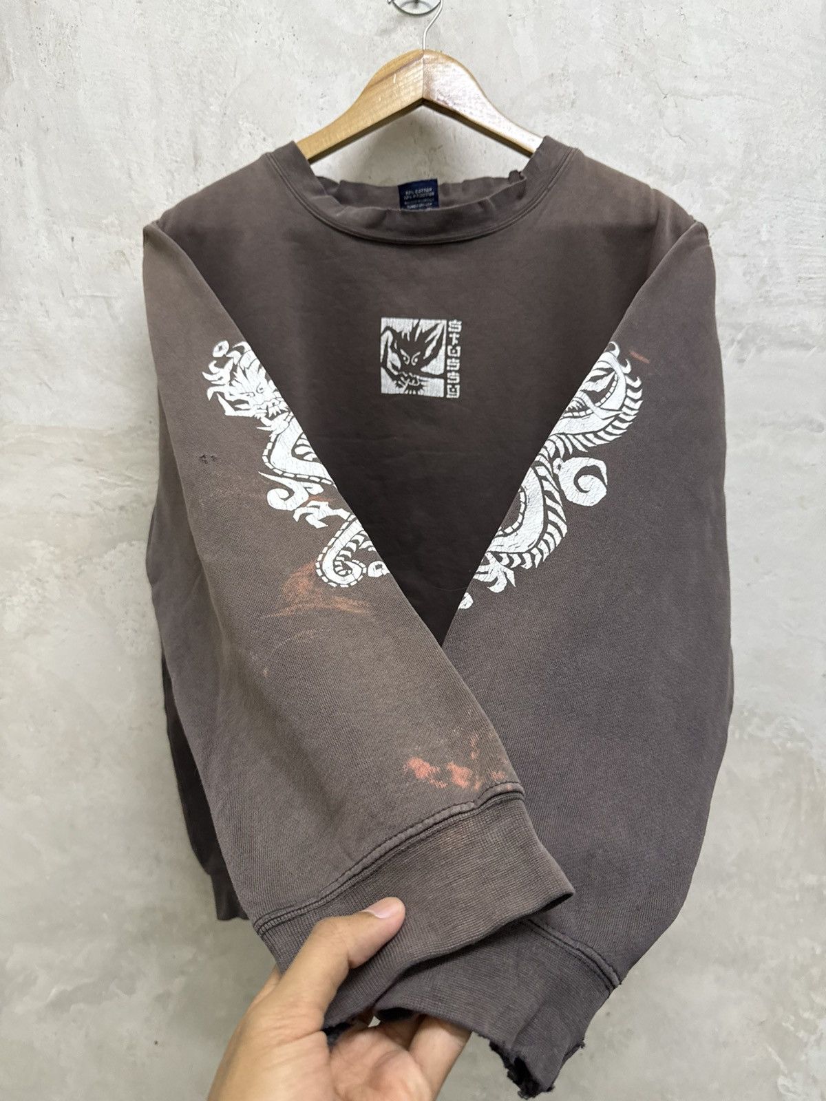 Stussy Vintage 90s Distressed Stussy Dragon Sun Faded Sweatshirt Size US M / EU 48-50 / 2 - 3 Thumbnail