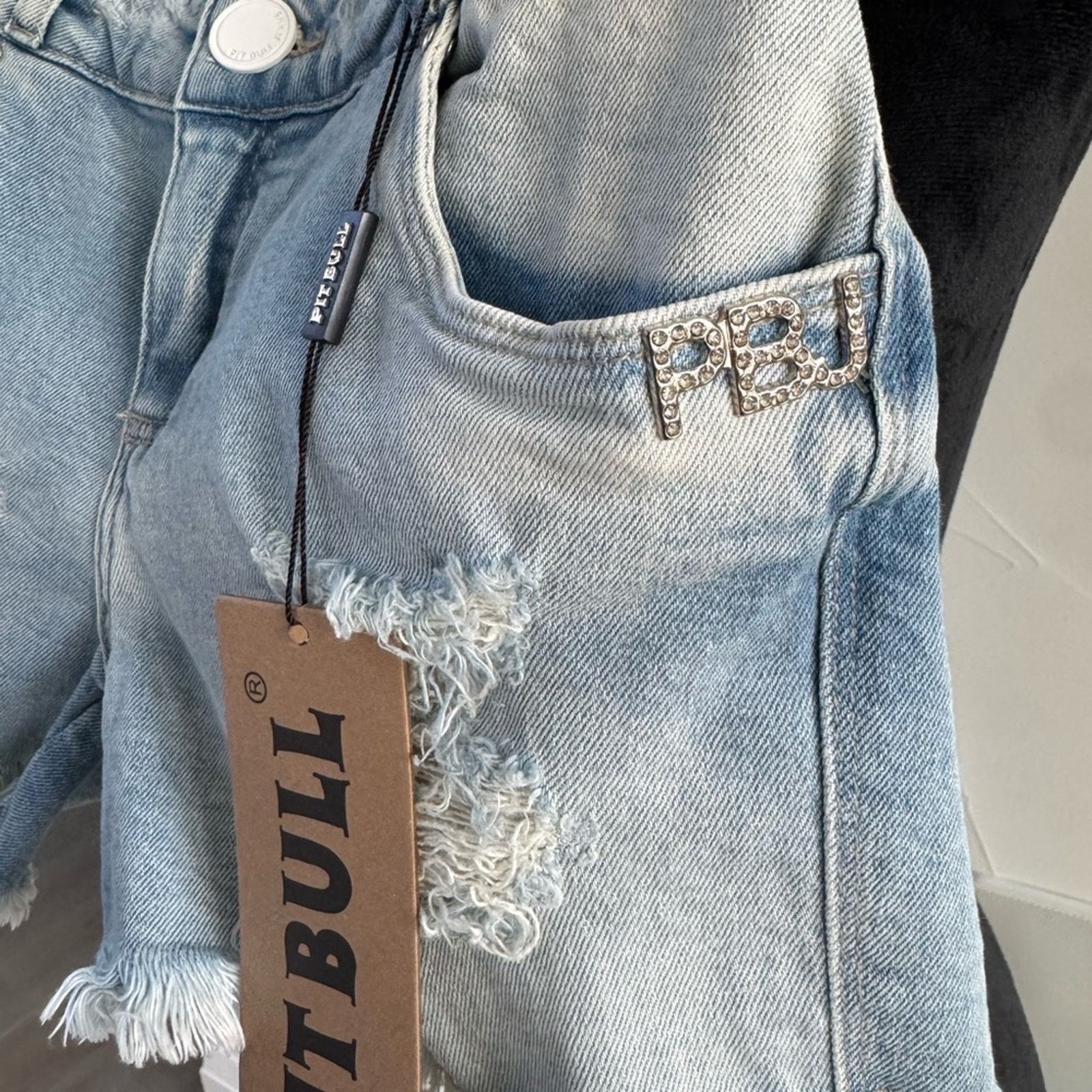 Other Trendy Light Blue Distressed Jean Shorts 02 Size 23" - 7 Thumbnail