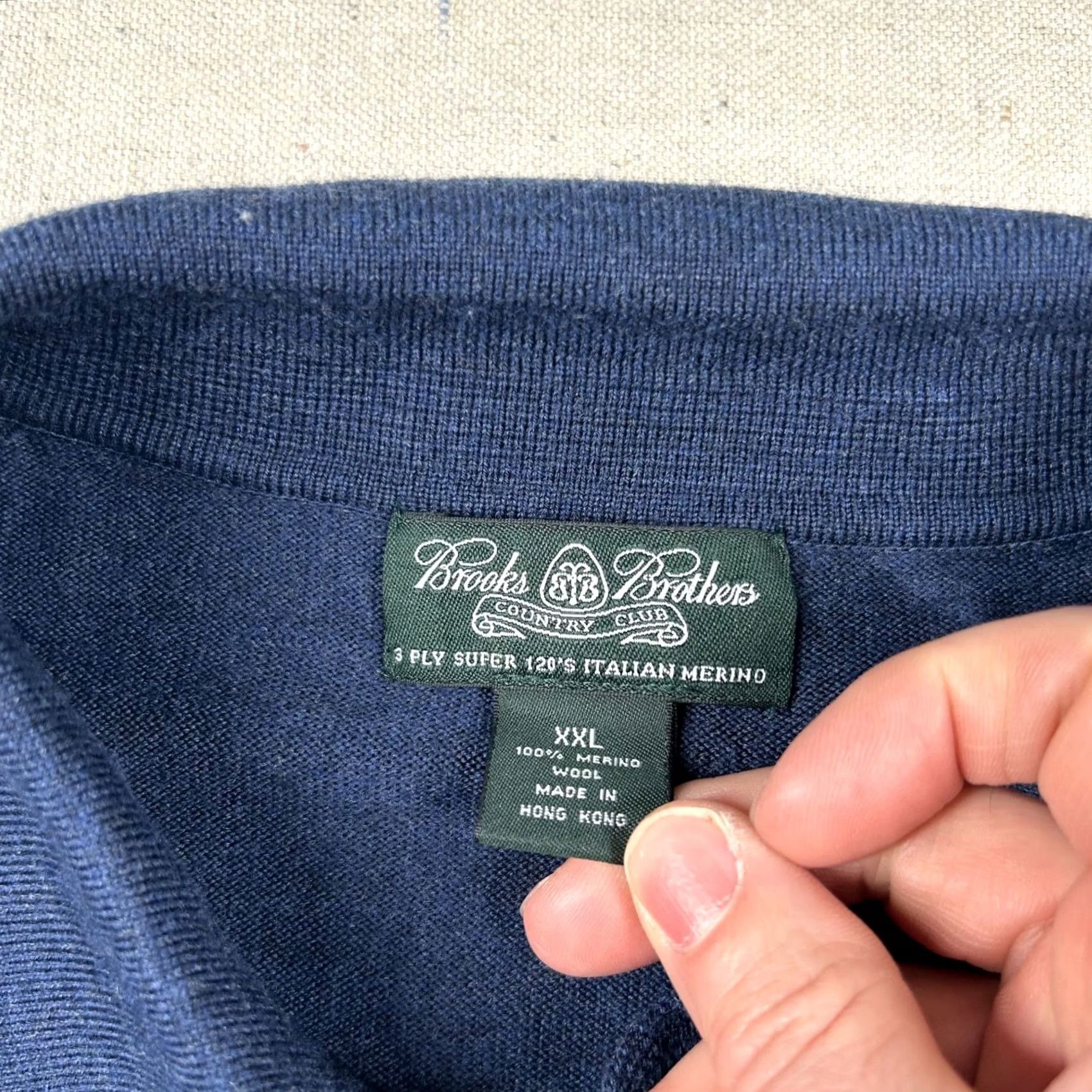 Brooks Brothers VINTAGE Brooks Brothers Sweater Mens 2XL Merino Wool Collared Navy Country Size US XXL / EU 58 / 5 - 3 Thumbnail