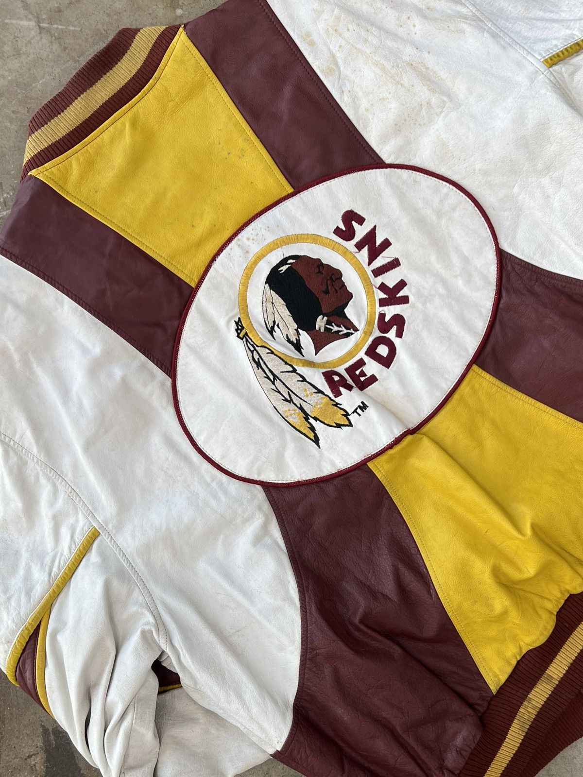 NFL × Vintage Vintage 80s 90s NFL Redskins Leather Sports Jacket 2XL Size US XXL / EU 58 / 5 - 1 Thumbnail