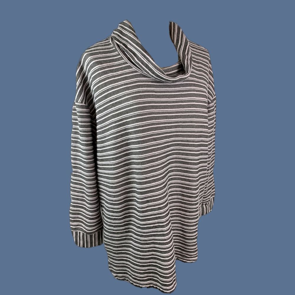 Talbots Talbots 2X Plus Women's Long Sleeve Cowl Neck Black White Stripe Pullover Top Size XXL / US 16-18 / IT 52-54 - 1 Thumbnail