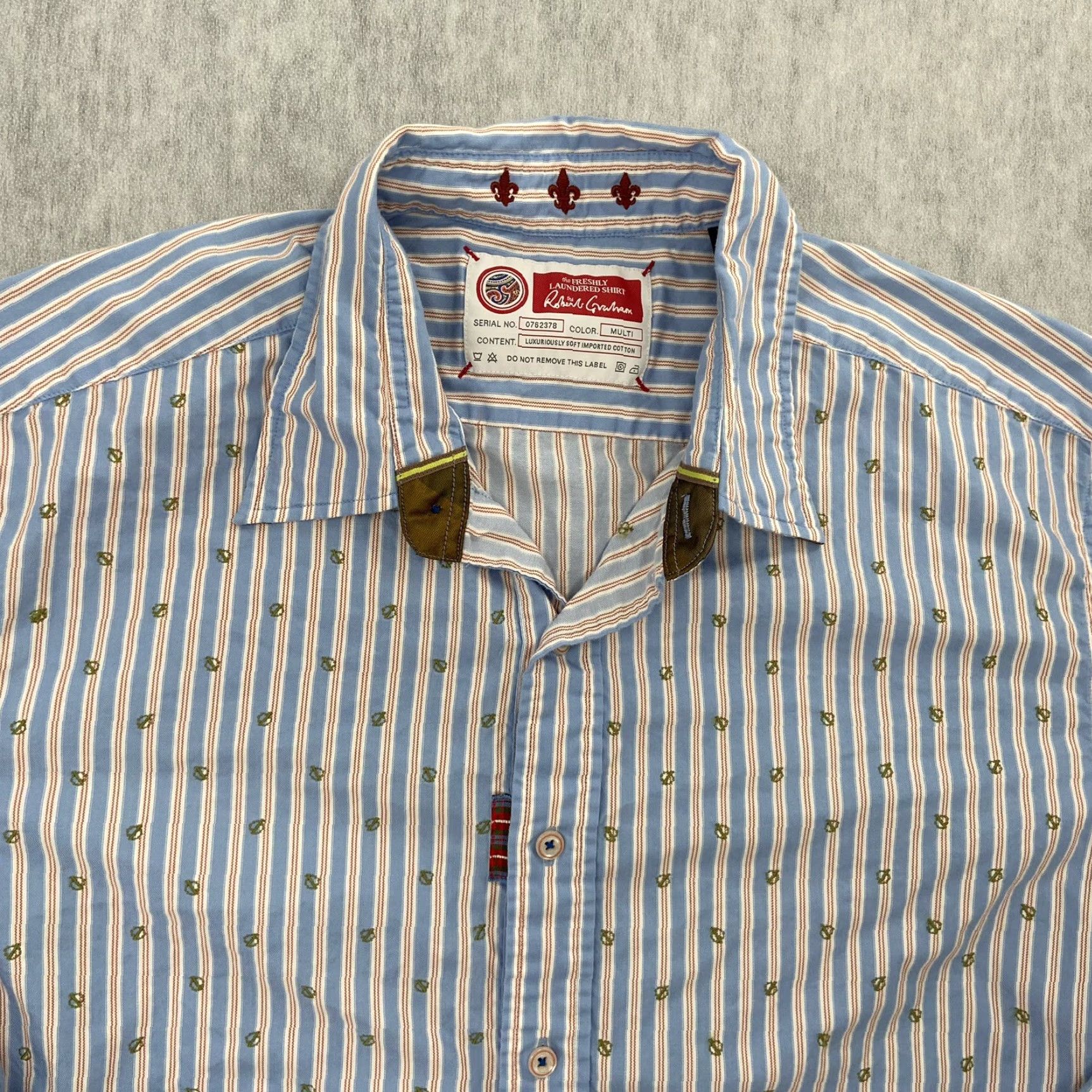 Robert Graham Robert Graham Shirt Adult XL Blue Striped Button-Up Long Sleeve Logo Cotton Mens Size US XL / EU 56 / 4 - 3 Thumbnail