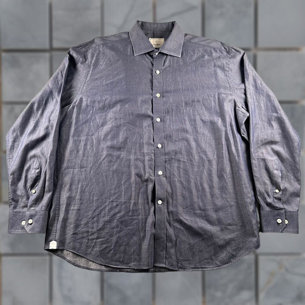 Todd Snyder Todd Snyder Dress Shirt Mens 17.5 34/35 Long Sleeve Navy Chambray Button-Down Size 48R - 1 Thumbnail
