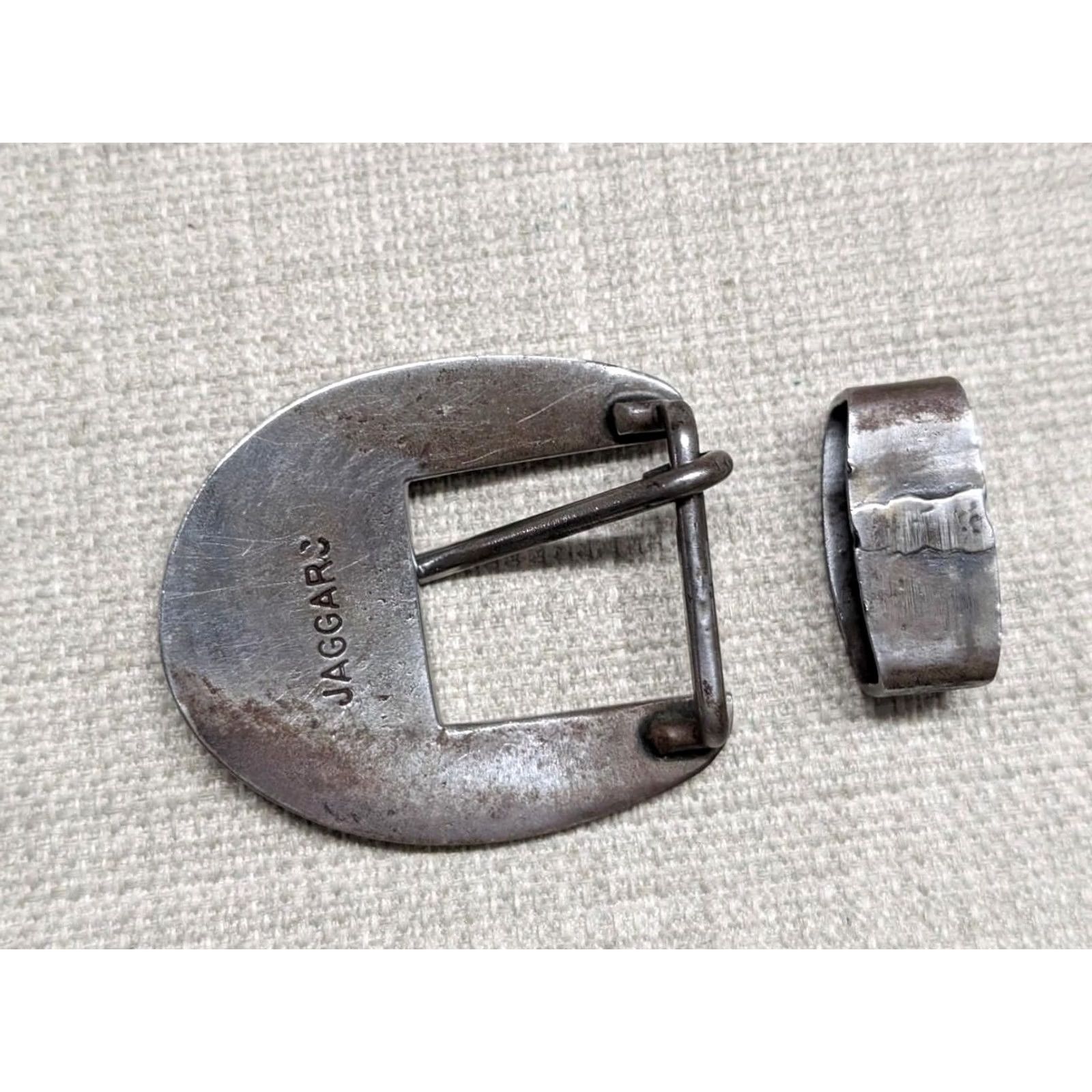 Vintage VINTAGE handmade WESTERN belt buckle set 2PC Engraved Bronze/Silver Men Buckle 2" x 2-1/8" 1" keeper Ranger Jaggar Size ONE SIZE - 3 Thumbnail