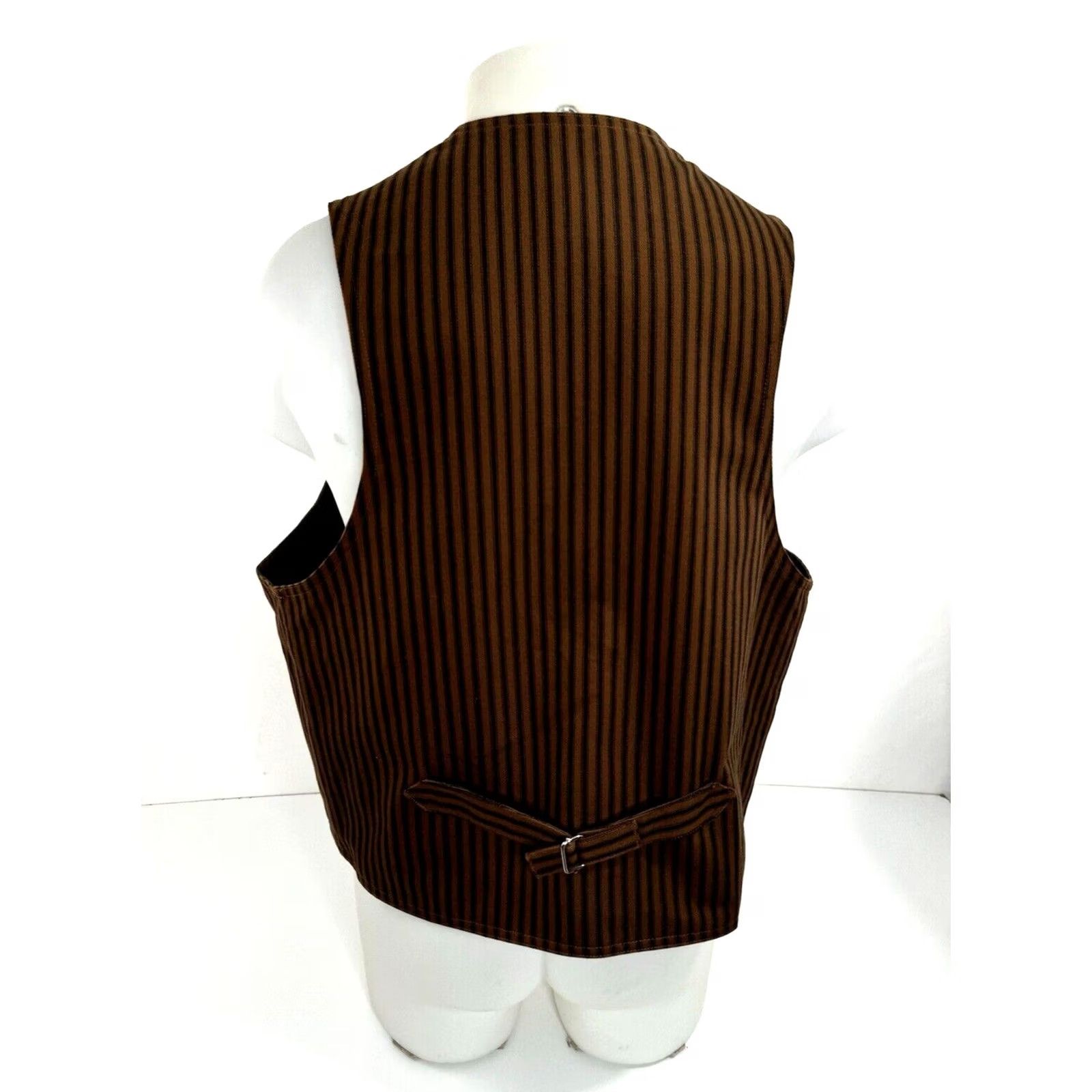 Vintage FRONTIER CLASSICS Vest - Waistcoat Striped Mens L Western - MINT - Cotton - Brown/Black - Western Theme - Size L - Regular Fit - Men - Vest Size US L / EU 52-54 / 3 - 4 Thumbnail