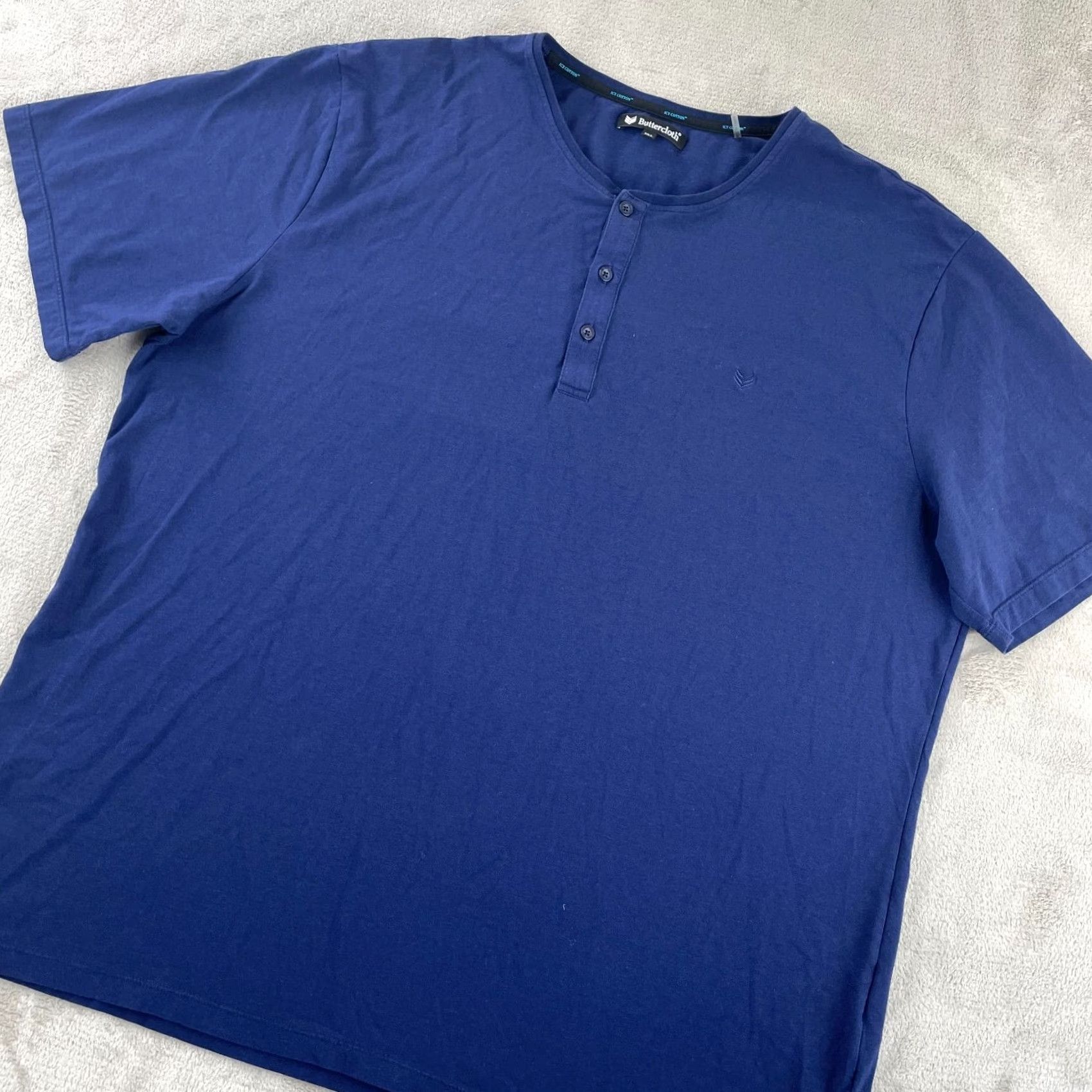 Vintage ButterCloth Henley Shirt Men 3XL Blue Icy Cotton Stretch Short Sleeve Logo NWOT Size US XXL / EU 58 / 5 - 5 Thumbnail