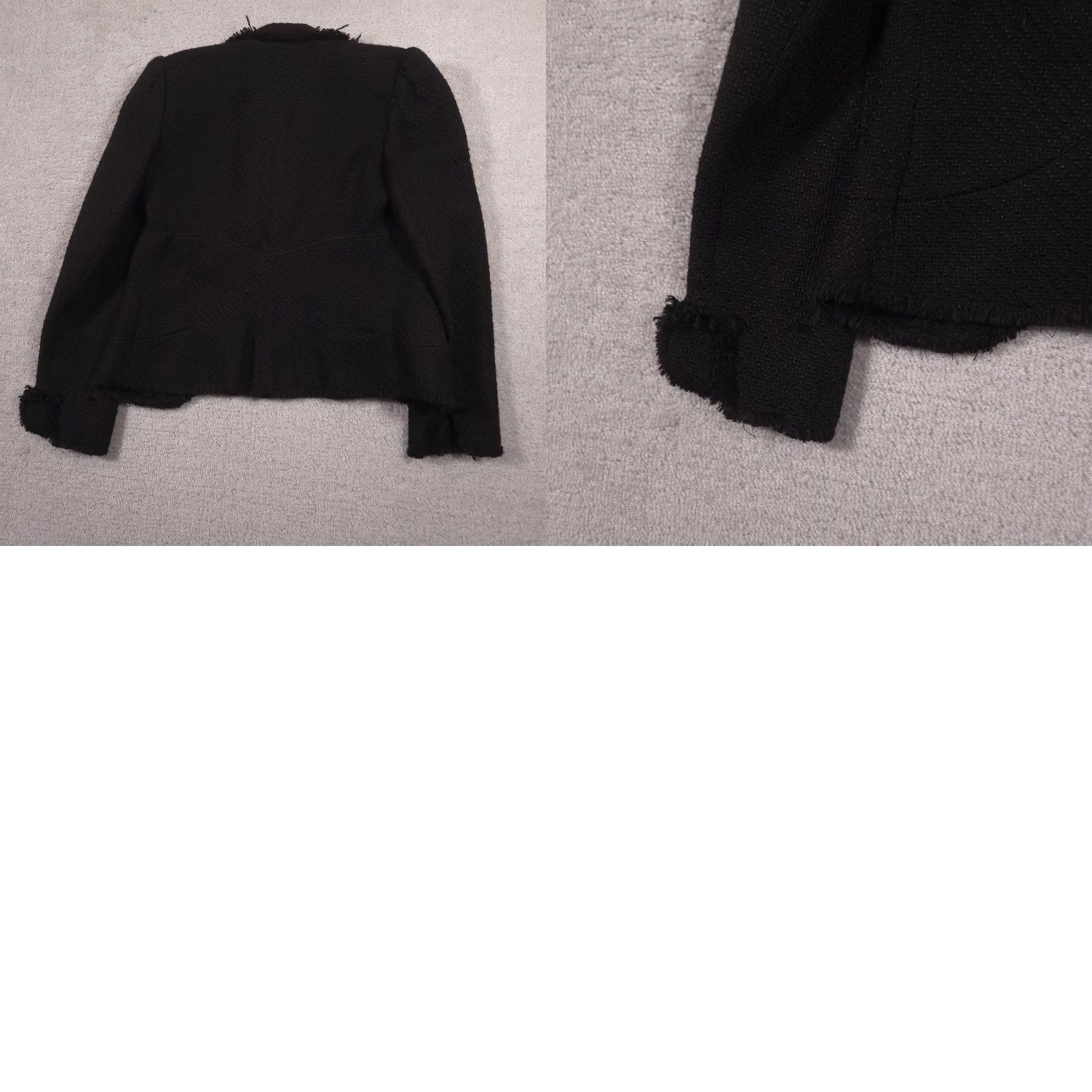 White House Black Market VINTAGE White House Black Market Blazer Womens 0 Black Boucle Fringe Career Jacket Size XS / US 0-2 / IT 36-38 - 9 Thumbnail