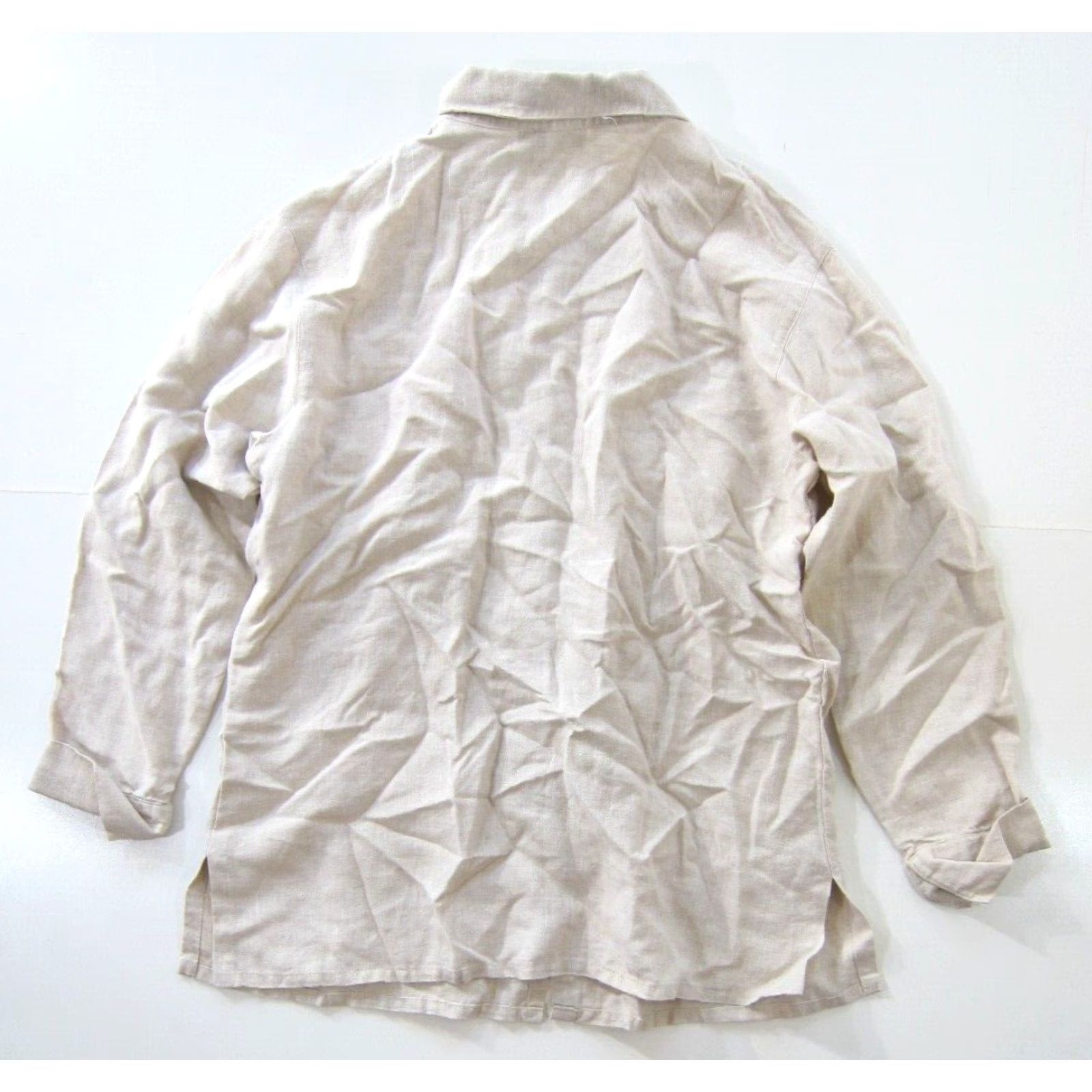 Vintage Linden Hill Blouse 100% Linen Beige Brown Button Down long Sleeve Collared XL Women Size XL / US 12-14 / IT 48-50 - 2 Thumbnail