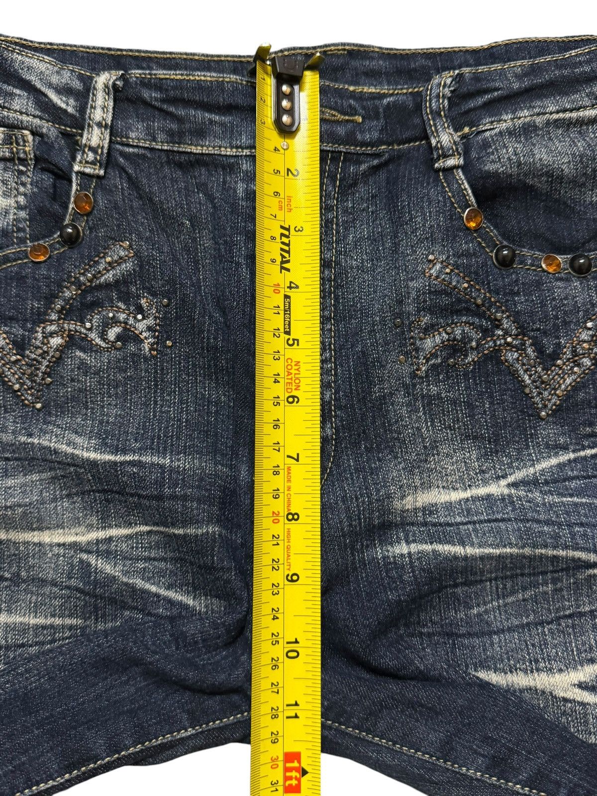 If Six Was Nine Vintage Y2K Japanese Brand Faded Wash Whisker Wide Leg Flare Size 30" / US 8 / IT 44 - 11 Thumbnail