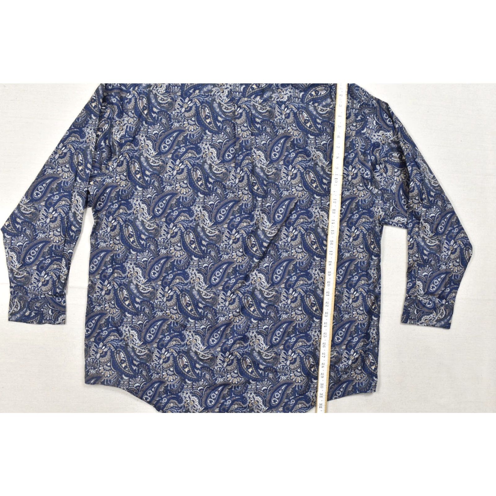 Roundtree & Yorke VINTAGE Roundtree & Yorke Luxury Cotton Paisley Blue Button Down Shirt Mens 3XT NEW Size US XXL / EU 58 / 5 - 3 Thumbnail