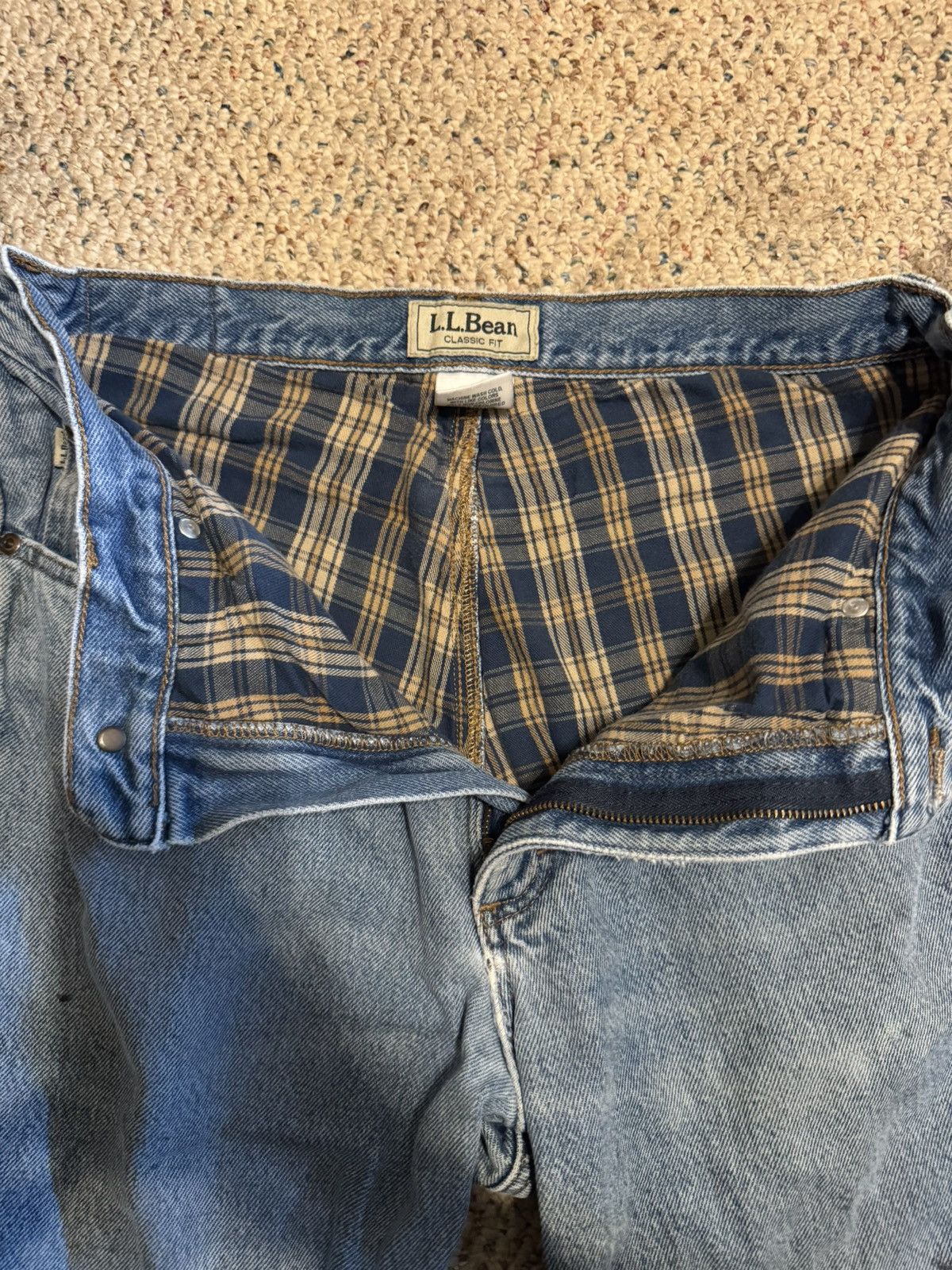 Carhartt × L.L. Bean × Vintage L.L. Bean Plaid Lined Work Pants Size US 33 - 4 Thumbnail