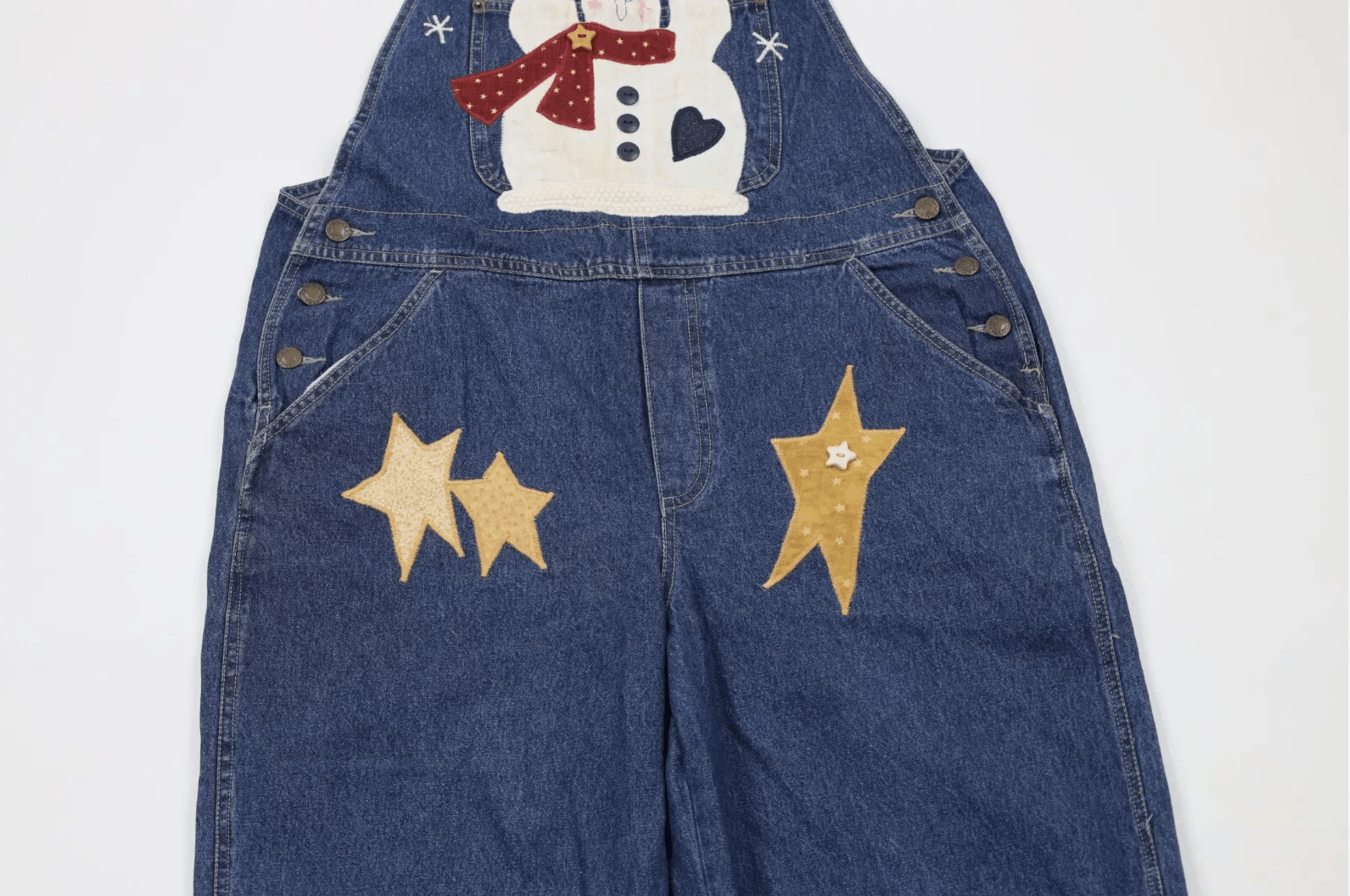 Vintage Vintage 90s Streetwear Distressed Christmas Denim Overalls Size 30" / US 8 / IT 44 - 7 Thumbnail