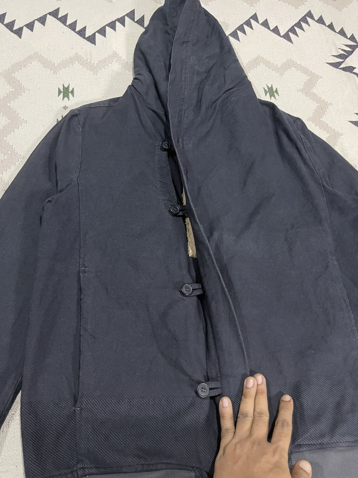 Stephan Schneider 2000s STEPHAN SCHNEIDER BUTTON HOODIE LINEN FLEECE JACKET Size US M / EU 48-50 / 2 - 7 Thumbnail