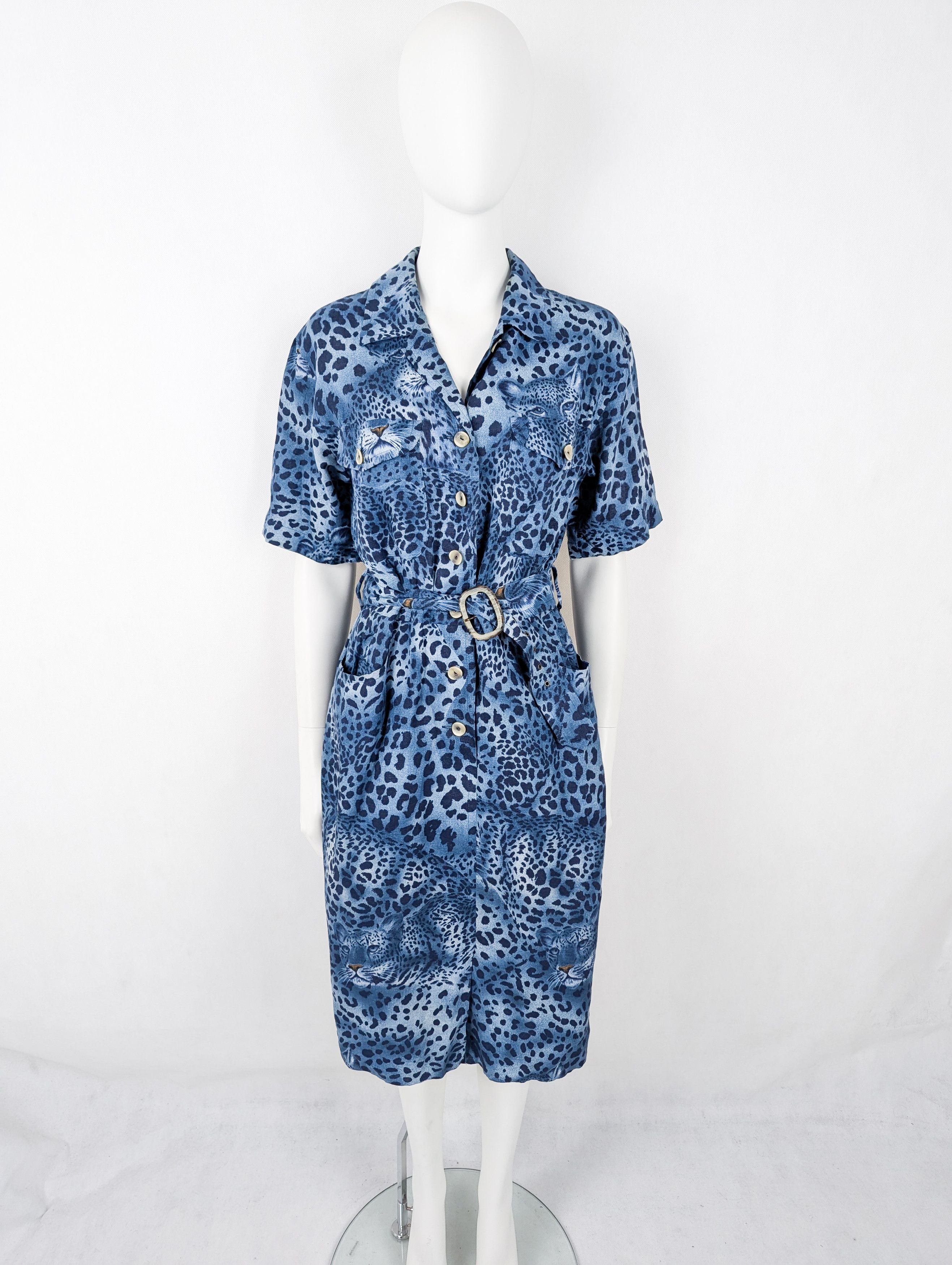 Bogner Bogner blue leopard dress L Size L / US 10 / IT 46 - 1 Thumbnail