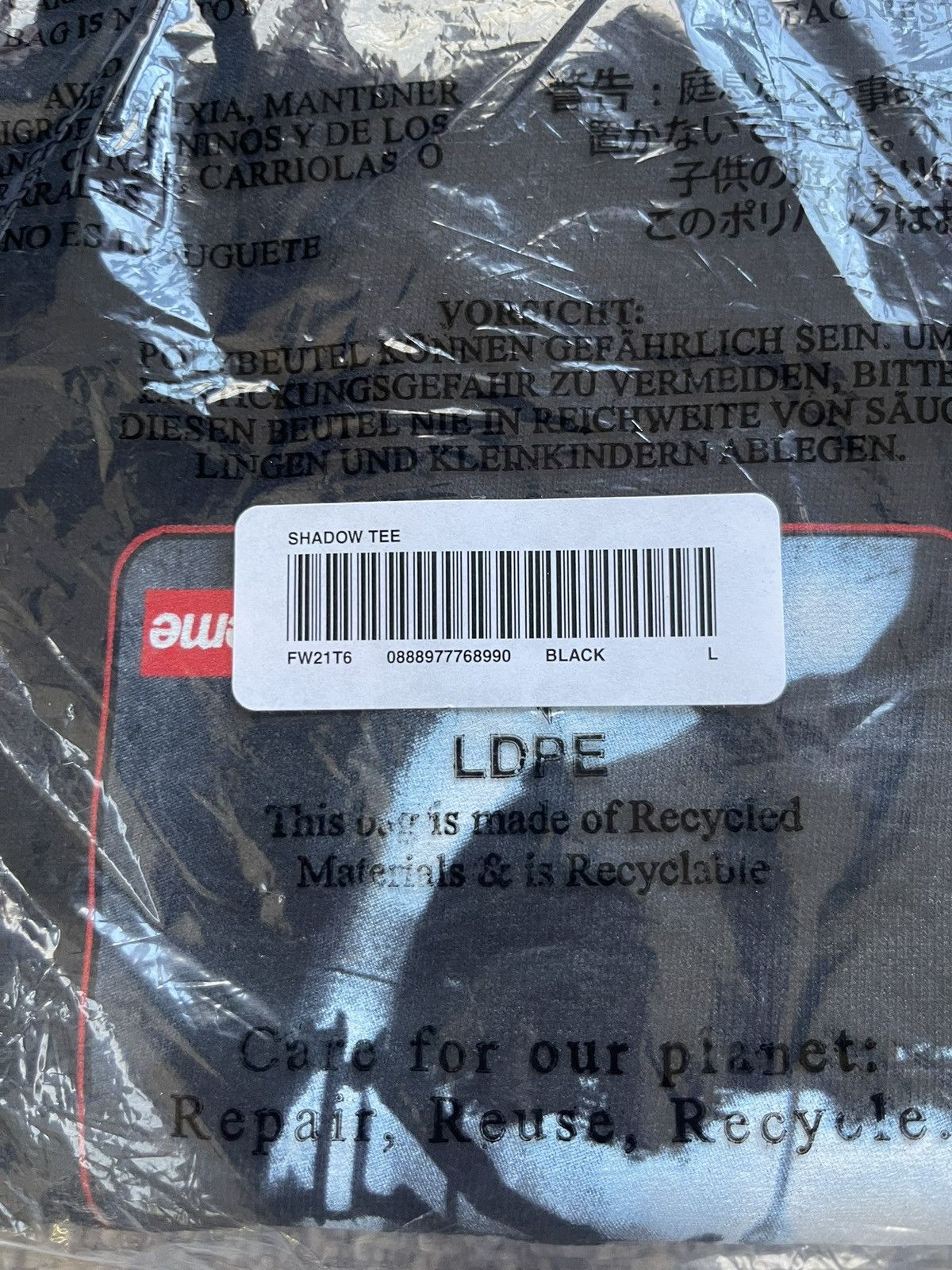 Supreme Supreme Shadow T-Shirt Black New In Plastic Size US L / EU 52-54 / 3 - 3 Thumbnail