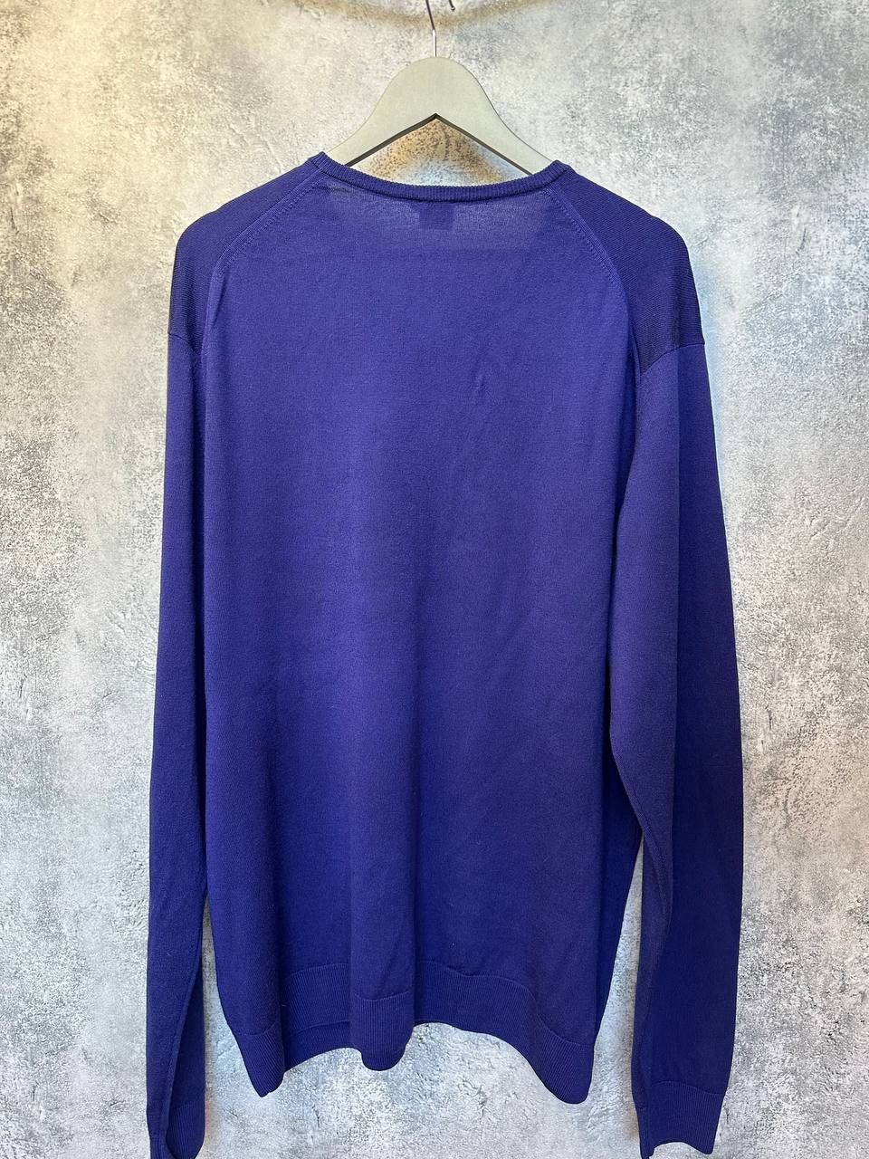 Sunspel Sunspel Merino Wool Sweater V-Neck Vintage Jumper Purple LS Size US XXL / EU 58 / 5 - 3 Thumbnail