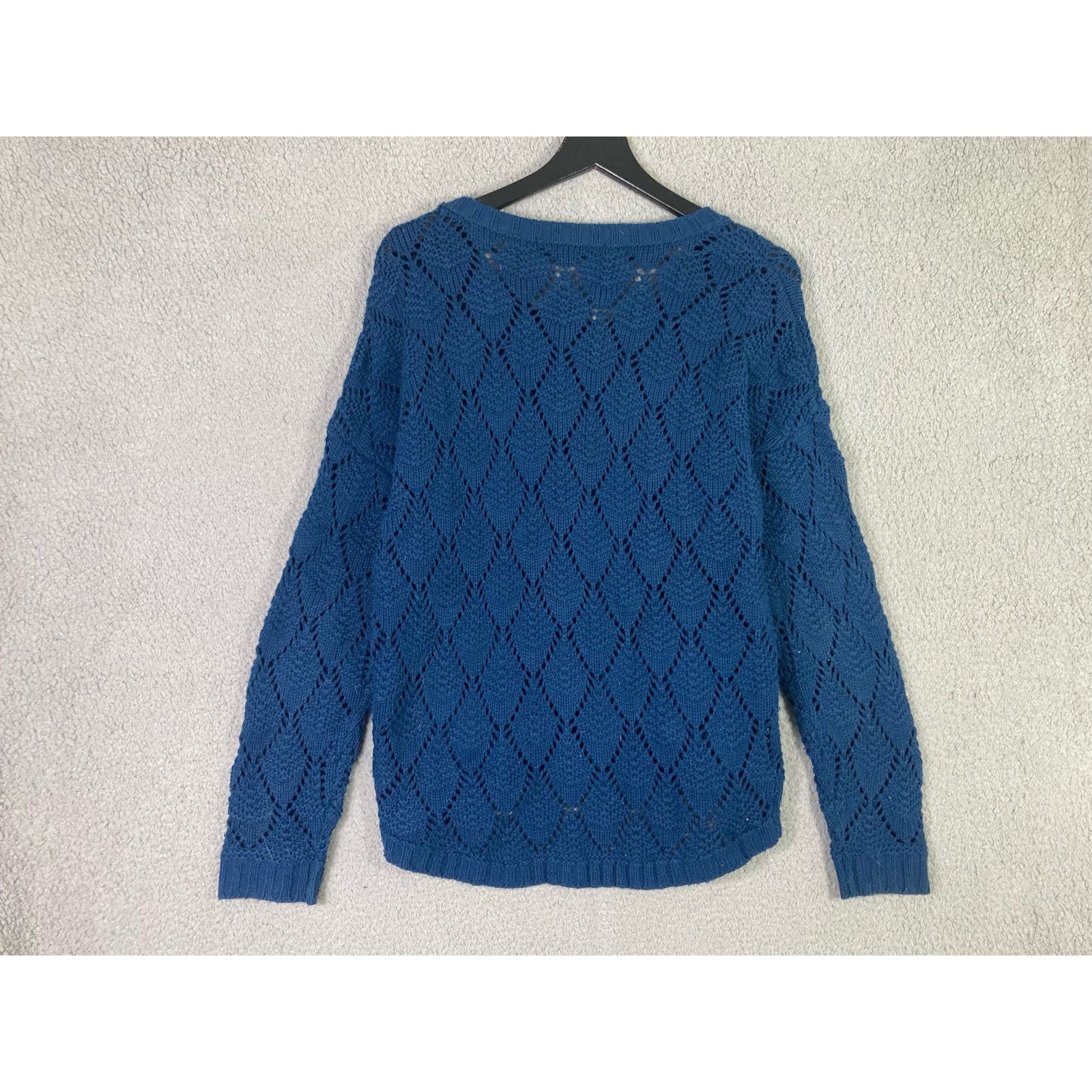 Other 89th & Madison Women's Blue Crochet Knit Sweater Size M Size M / US 6-8 / IT 42-44 - 4 Thumbnail