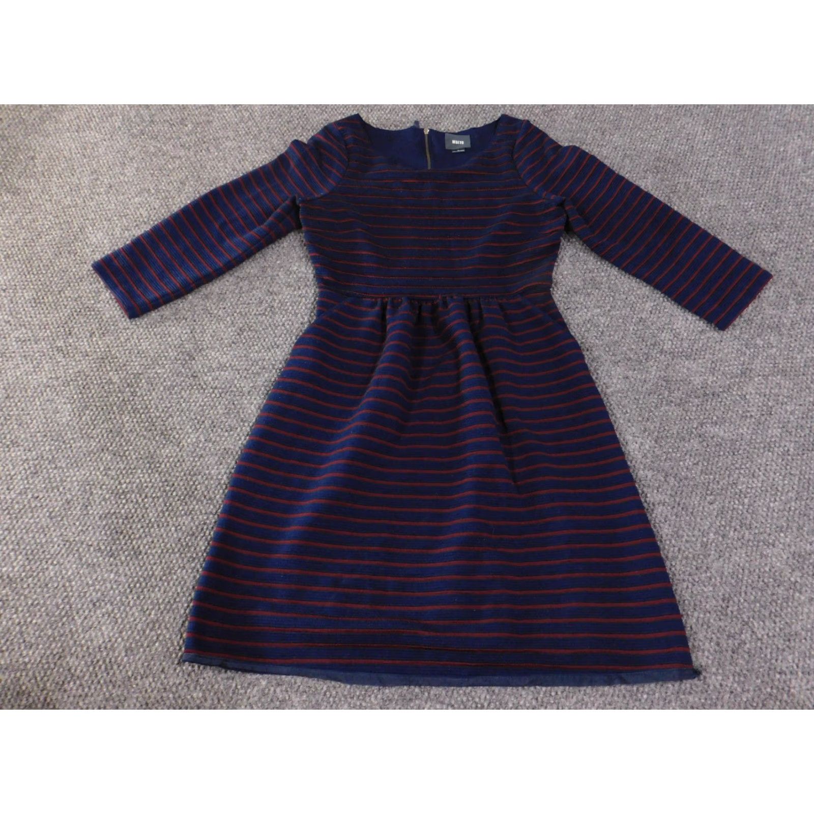 Vintage Maeve Dress Womens 6 Navy Red Striped Fit & Flare Three Quarter Sleeve Shirt? Size M / US 6-8 / IT 42-44 - 2 Thumbnail