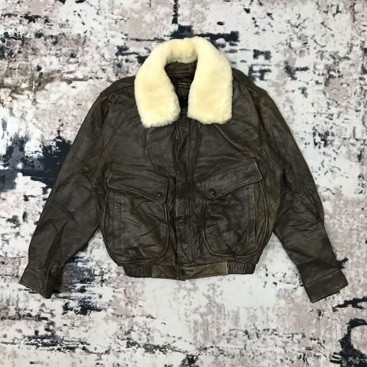 Vintage Vintage U.s Armed Force Aviator Leather Jacket Sherpa Size US S / EU 44-46 / 1 - 1 Thumbnail