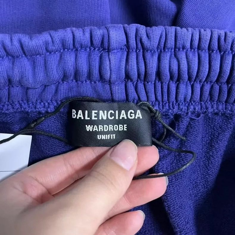 Balenciaga Balenciaga size S Blue solid monogrammed print elasticated Size US 26 / EU 42 - 3 Thumbnail