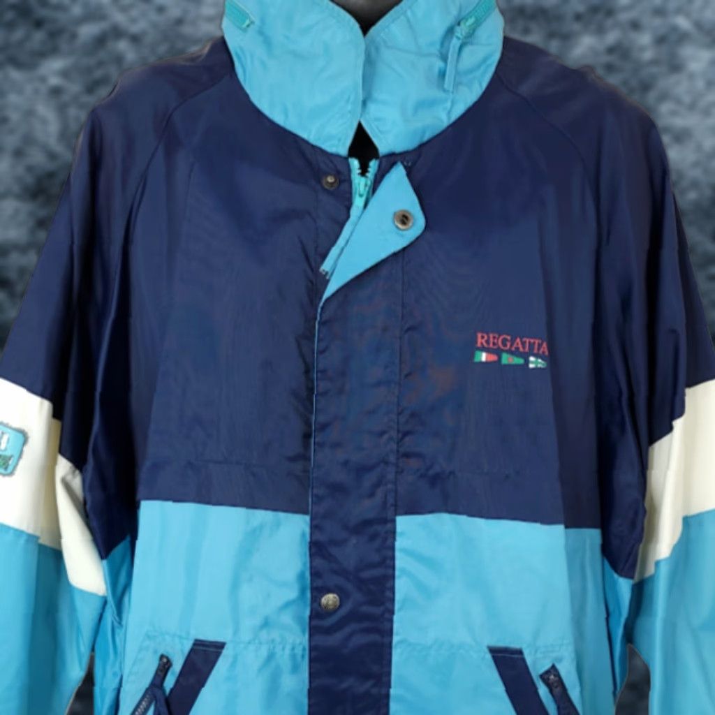 Vintage VINTAGE Regatta Sport Sailing Jacket Mens XL Blue 90s Boating Roll Up Hood Windbreaker Jacket Size US XL / EU 56 / 4 - 1 Thumbnail