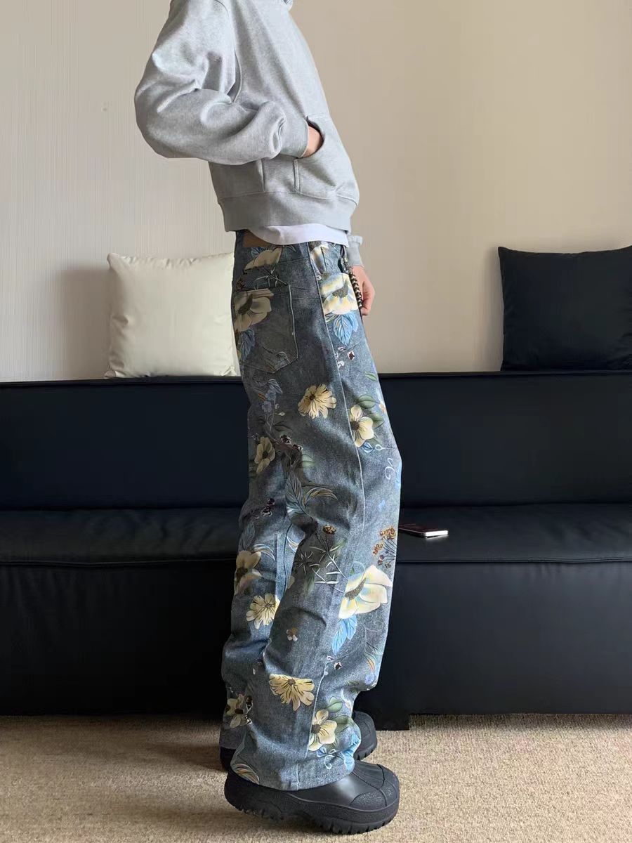 Japanese Brand × Jean Straight leg printed floral baggy jeans Size US 30 / EU 46 - 5 Thumbnail