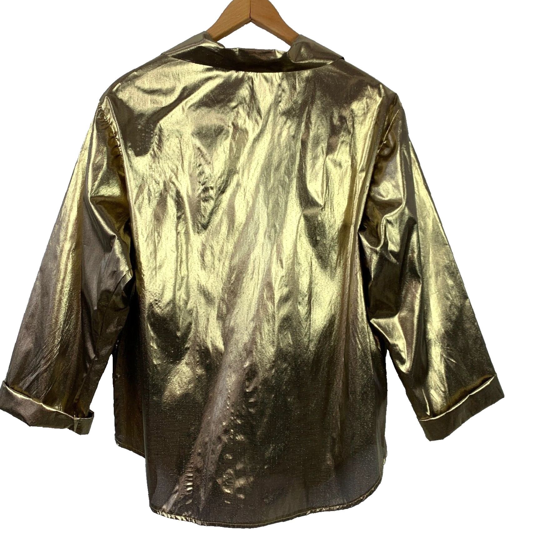 Blair VINTAGE Blair Very Metallic Shiny Sheer Gold Long Sleeve Button Shirt 18 Size XXL / US 16-18 / IT 52-54 - 4 Thumbnail