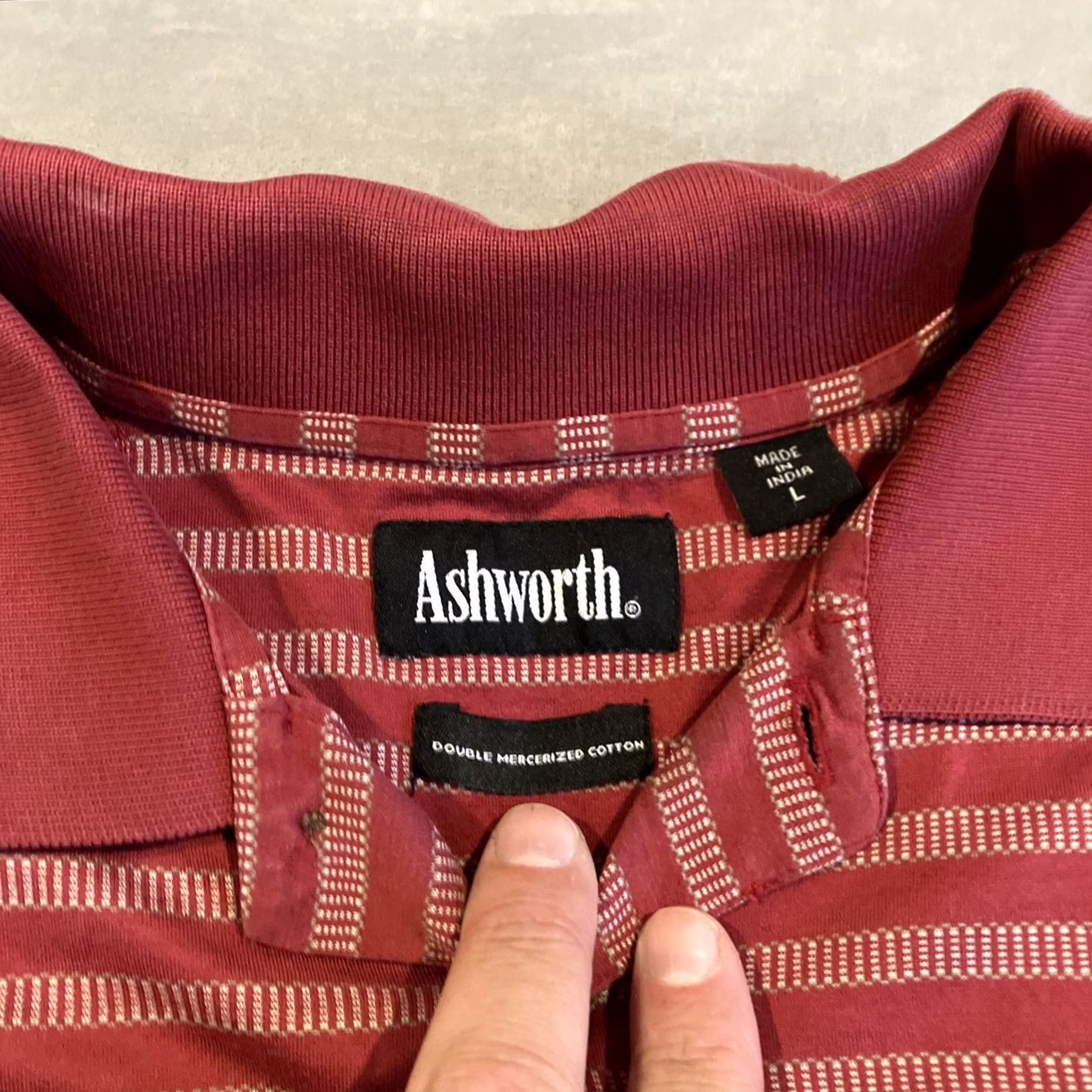 Vintage Ashworth Polo Shirt Mens L Red Striped US OPEN SHINNECOCK HILLS Golf Polo Size US L / EU 52-54 / 3 - 3 Thumbnail