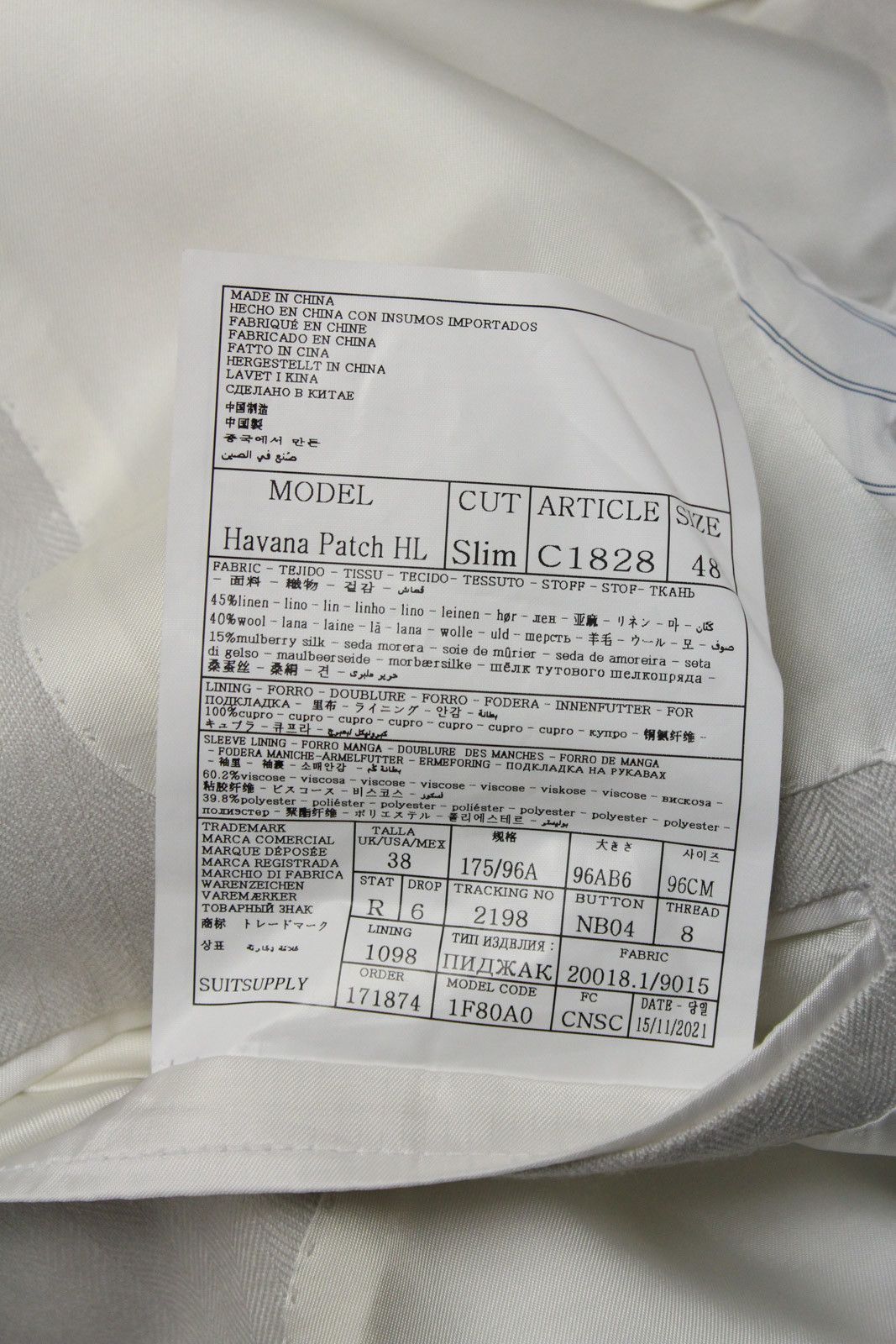 Suitsupply SUITSUPPLY Havana Patch HL Slim Suit Men's UK 38 / UK 34S Size 34S - 8 Thumbnail