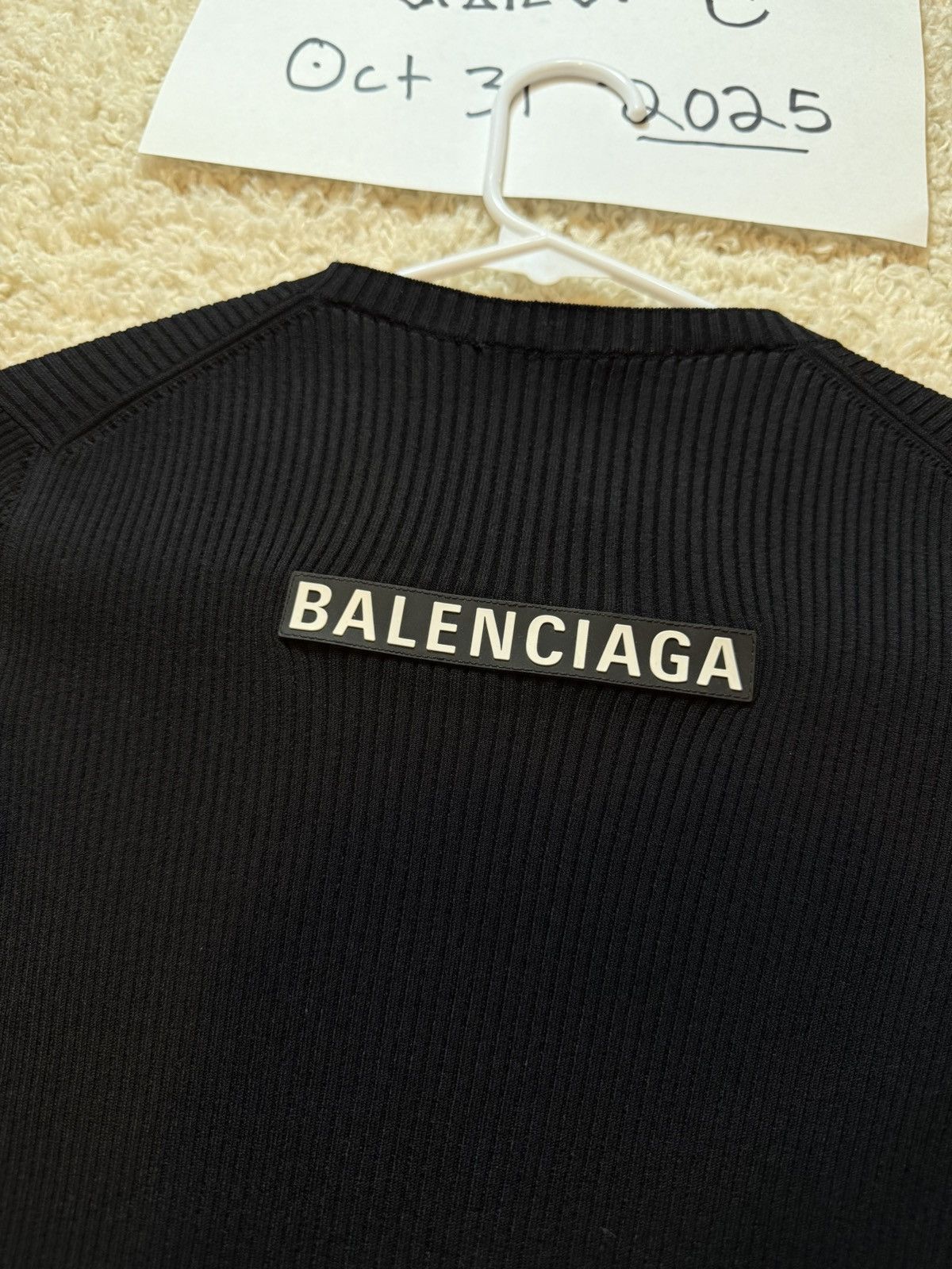 Balenciaga Balenciaga Rubber Logo Ribbed Sweater Long Sleeve Tshirt Size XS / US 0-2 / IT 36-38 - 3 Thumbnail